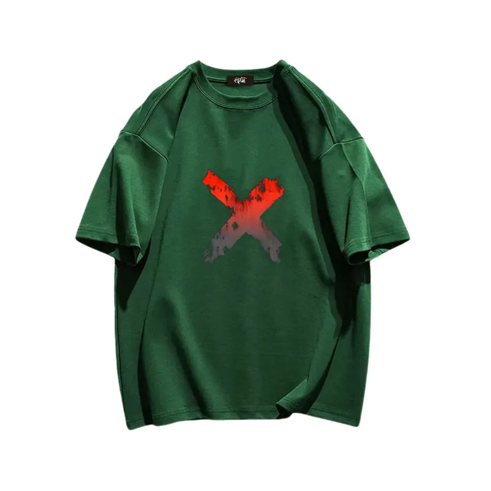 “Gradient Big Red Cross” T-shirt