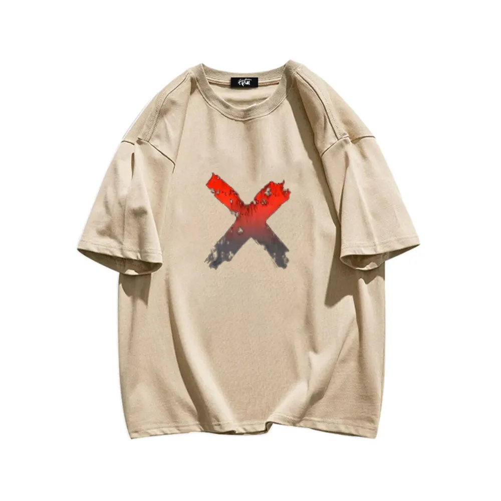 “Gradient Big Red Cross” T-shirt