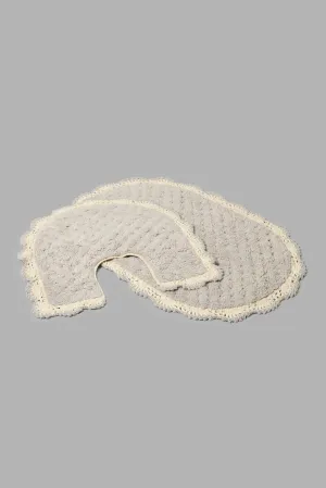 Grey And Beige Textured Bath Mat Set (2 Piece)