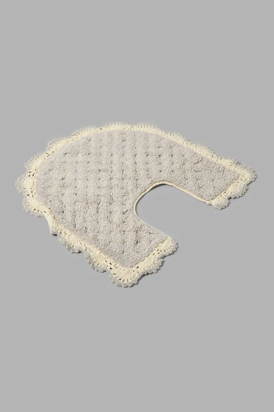 Grey And Beige Textured Bath Mat Set (2 Piece)