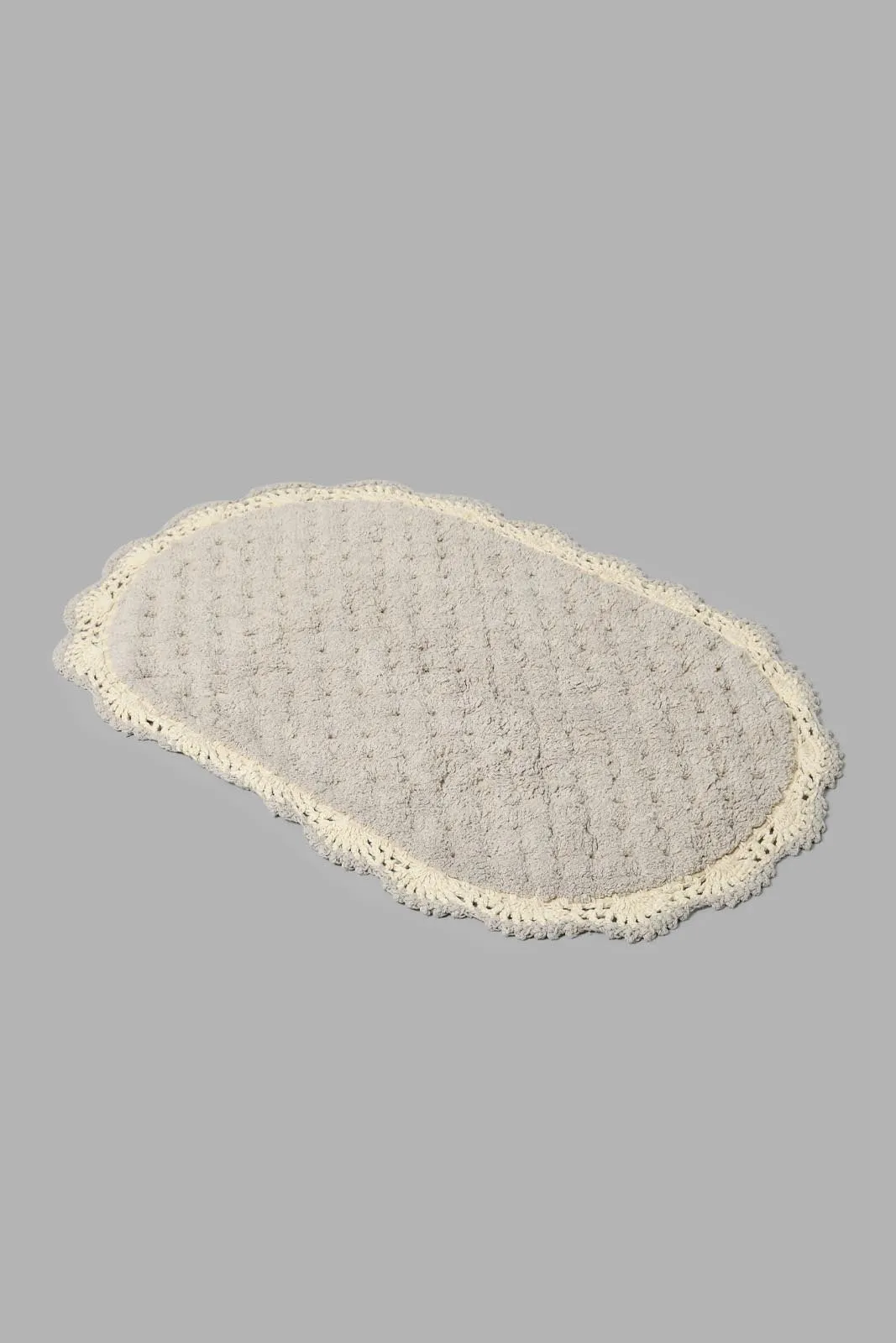 Grey And Beige Textured Bath Mat Set (2 Piece)