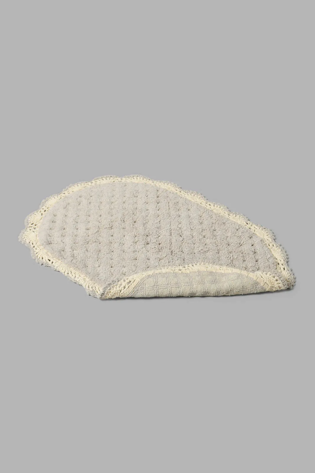 Grey And Beige Textured Bath Mat Set (2 Piece)