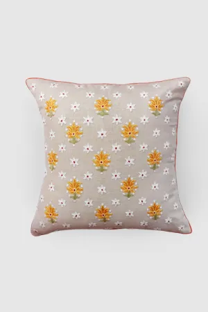 Gul Nilofer Aari Embroidered Cushion Cover - Cream
