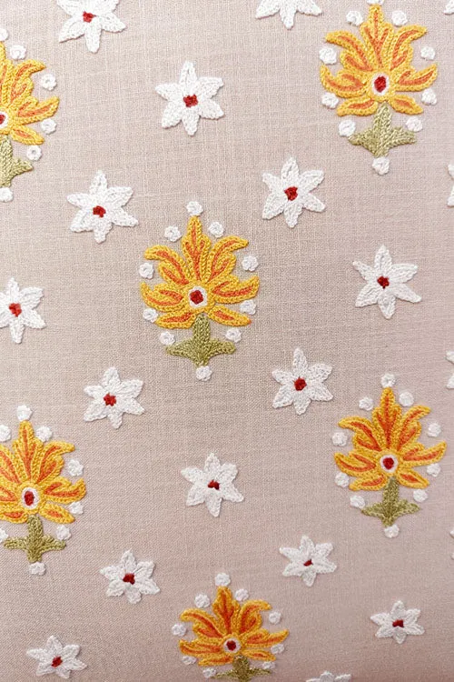 Gul Nilofer Aari Embroidered Cushion Cover - Cream