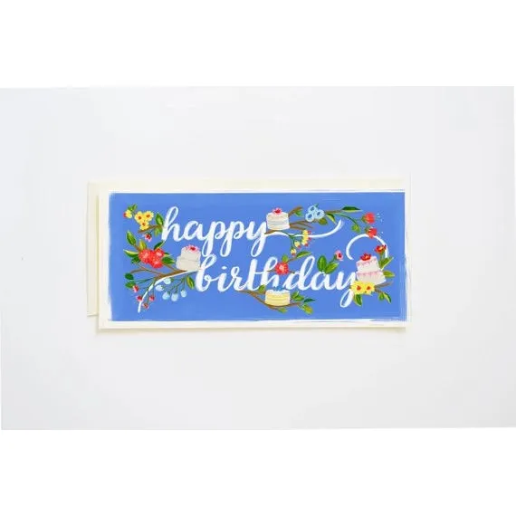 HAPPY BIRTHDAY CARD BRANCHES & CAKE