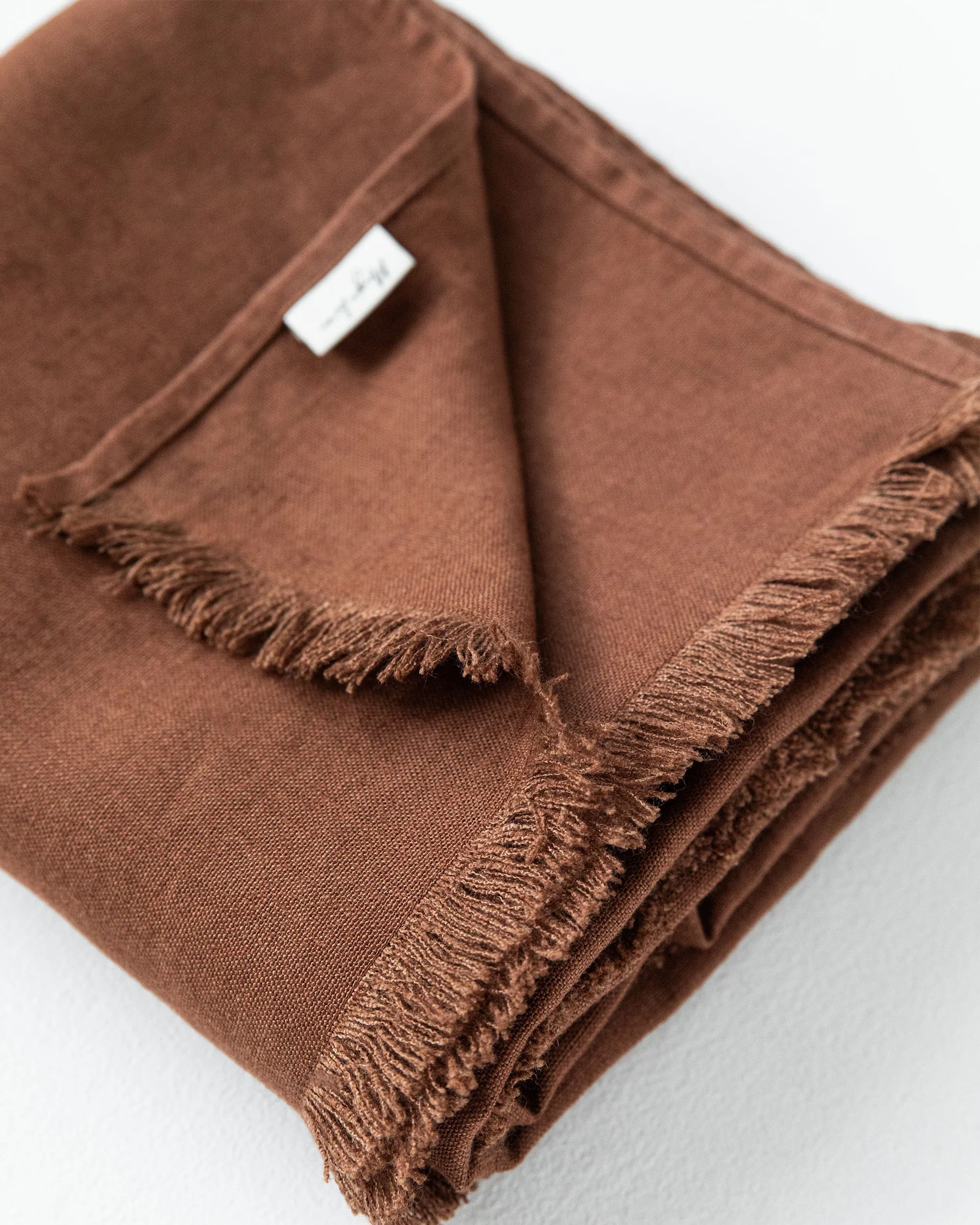 Heavyweight linen throw blanket in Chocolate brown