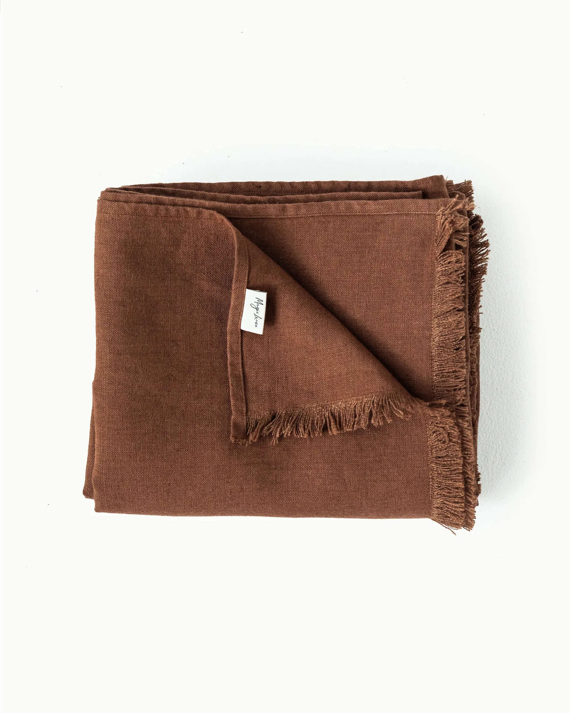 Heavyweight linen throw blanket in Chocolate brown