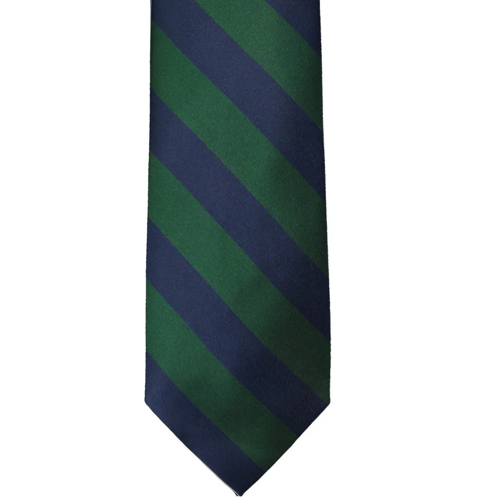 Hunter Green and Navy Blue Striped Tie
