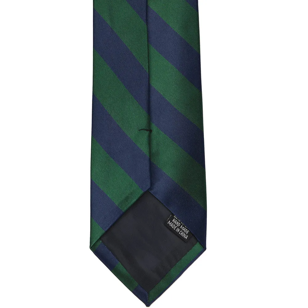 Hunter Green and Navy Blue Striped Tie