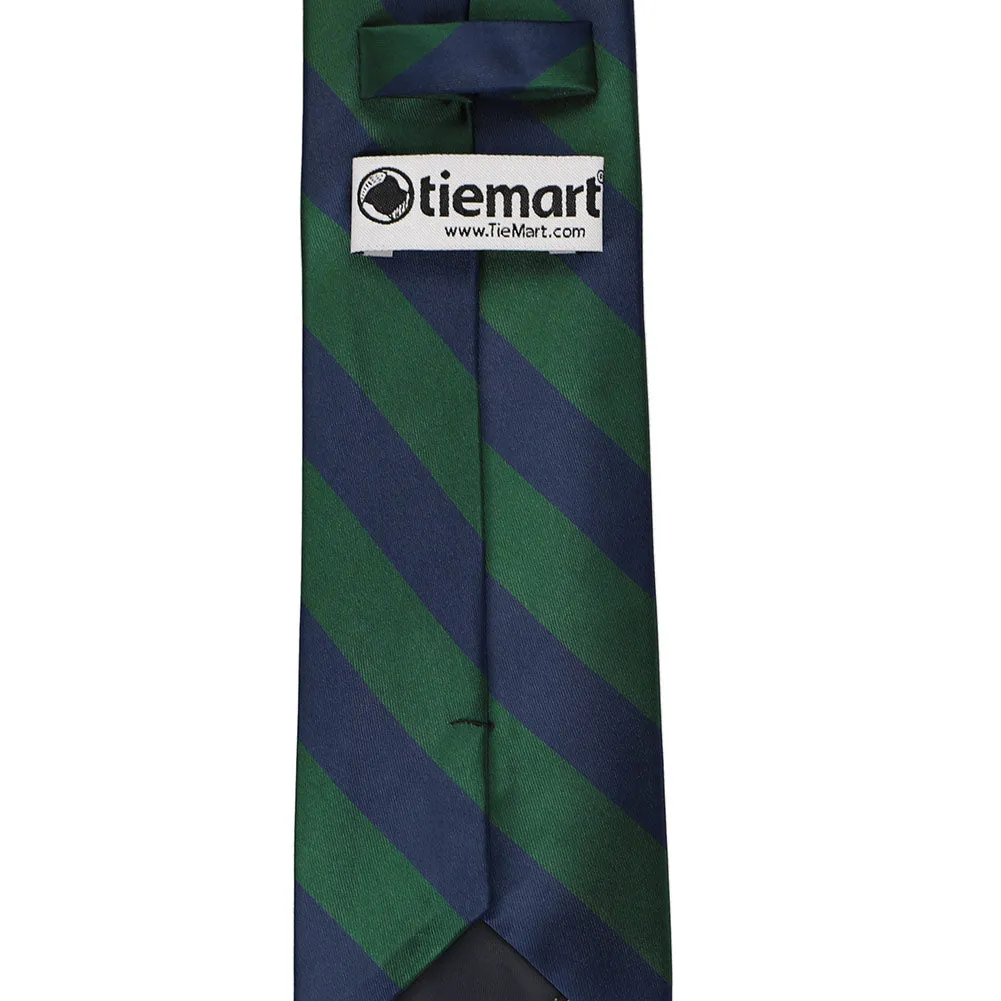 Hunter Green and Navy Blue Striped Tie