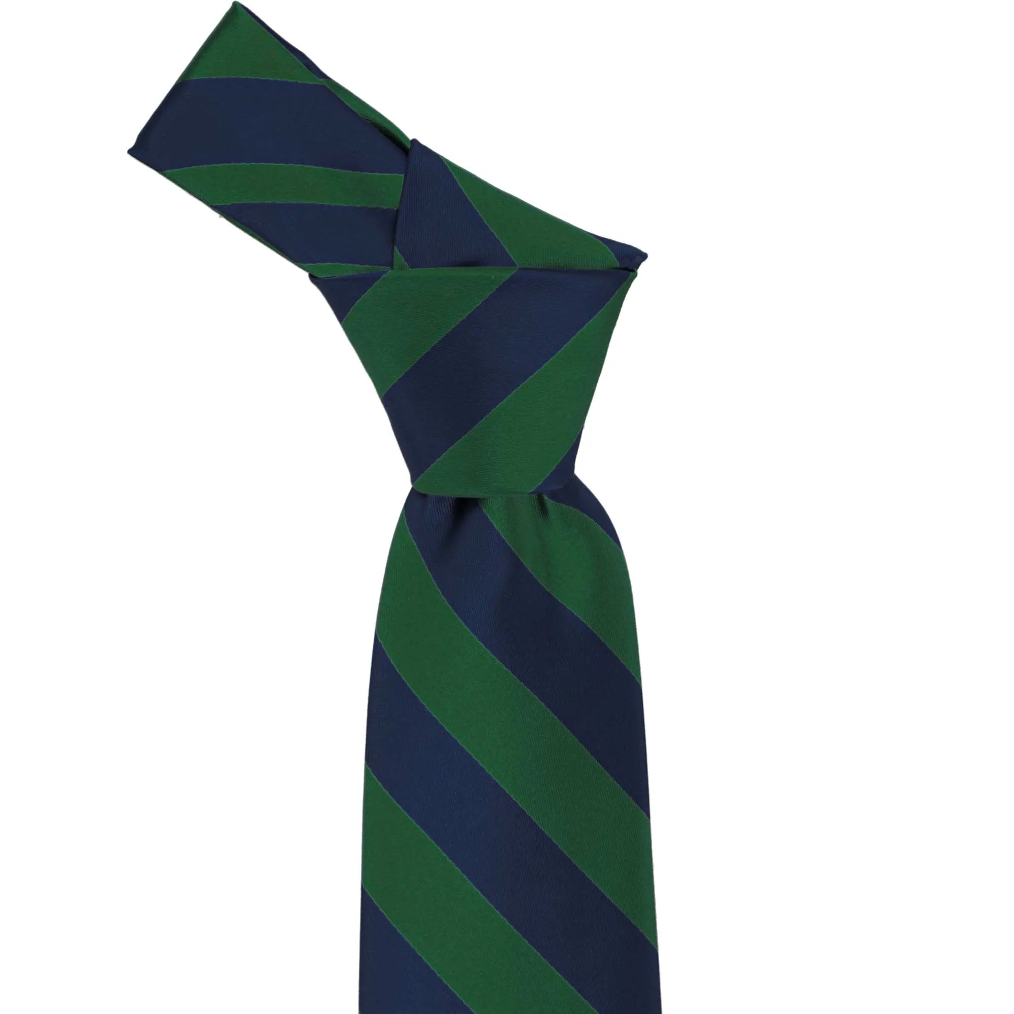 Hunter Green and Navy Blue Striped Tie