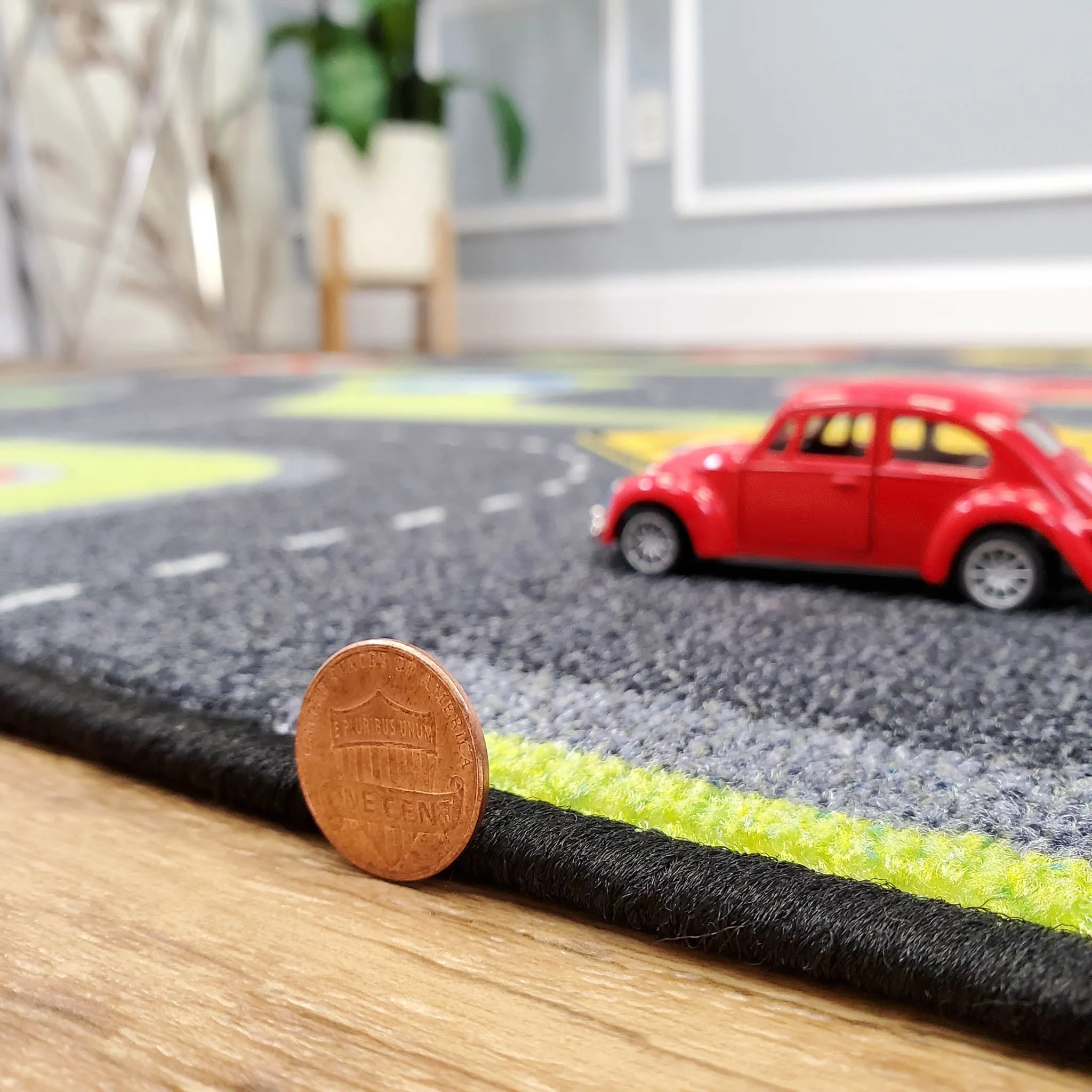 Kids Area Rug Traffic Signs Educational Non Slip Rubber Back Stain Resistant