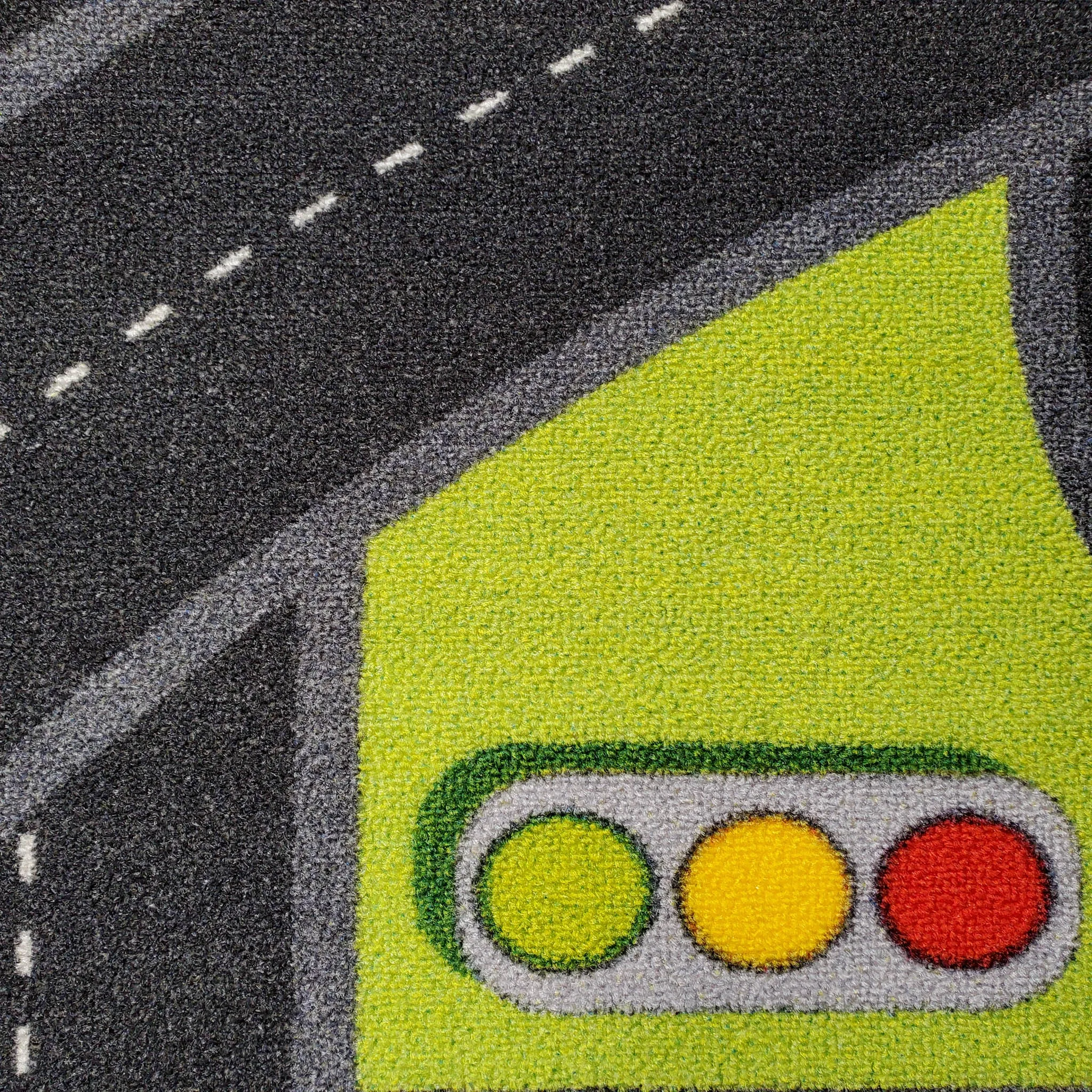 Kids Area Rug Traffic Signs Educational Non Slip Rubber Back Stain Resistant