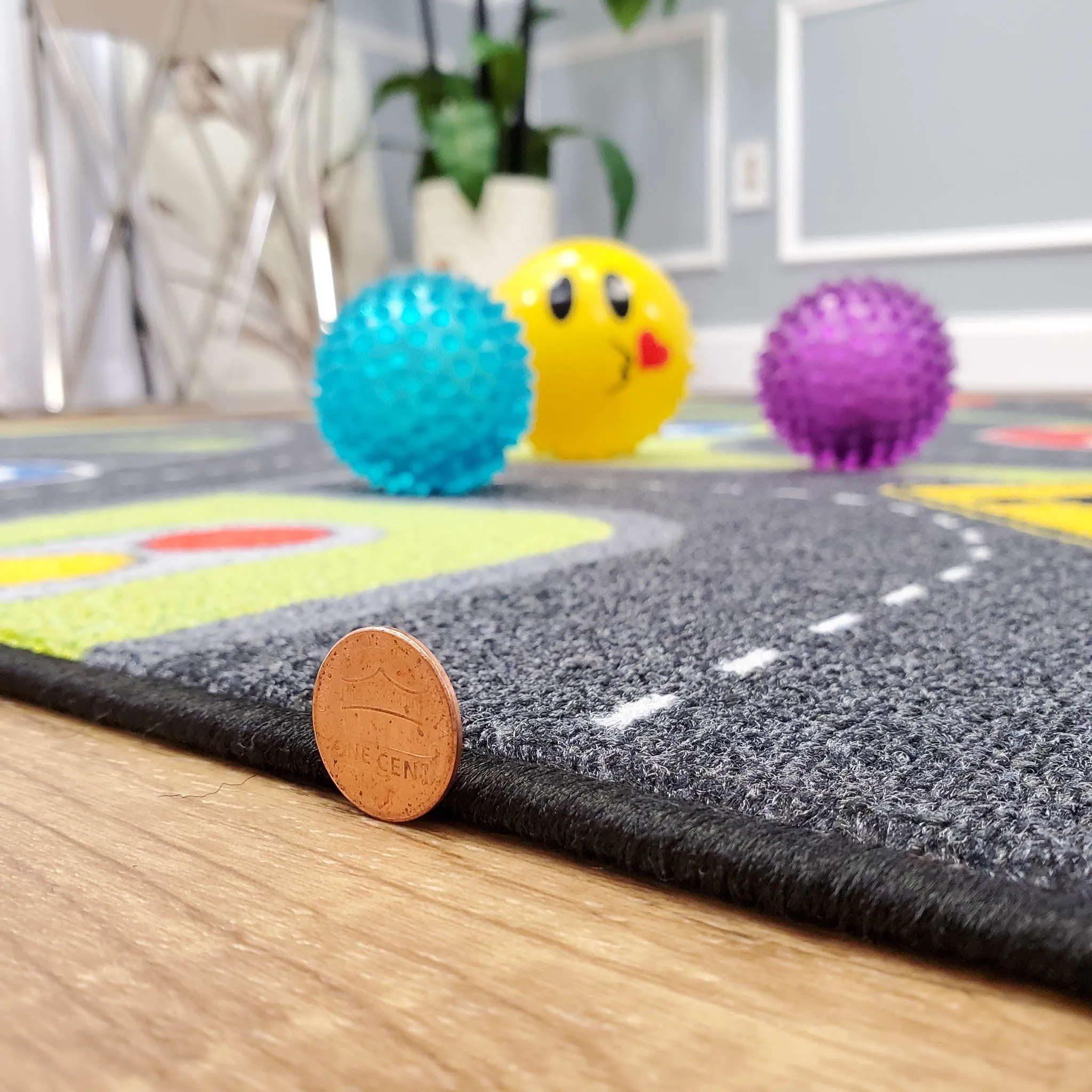 Kids Area Rug Traffic Signs Educational Non Slip Rubber Back Stain Resistant
