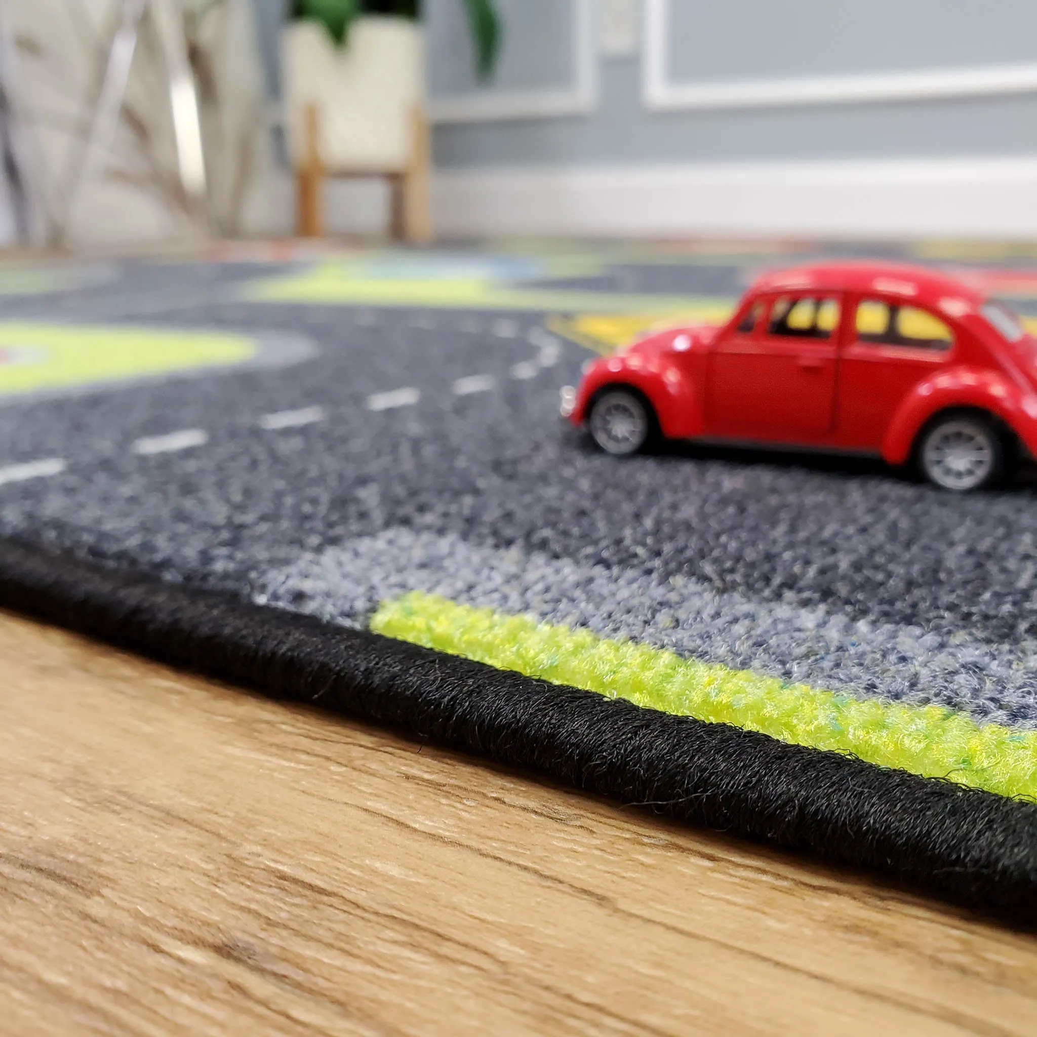 Kids Area Rug Traffic Signs Educational Non Slip Rubber Back Stain Resistant