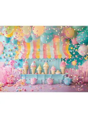 Kids Cake Smash Ice Cream Parlor Photography Backdrop