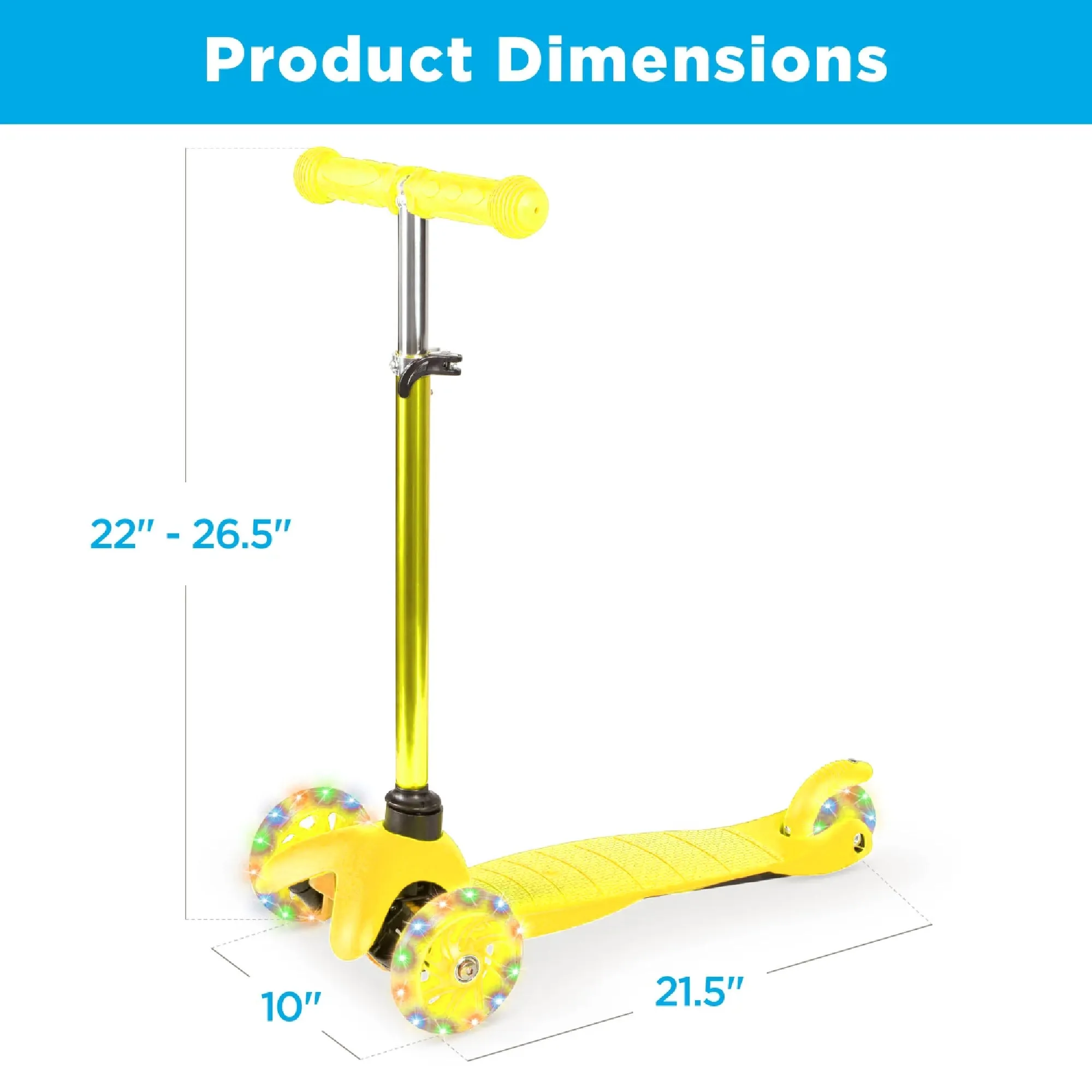 Kids Mini Kick Scooter Toy w/ Colorful Light-Up Wheels, Adjustable T-Bar