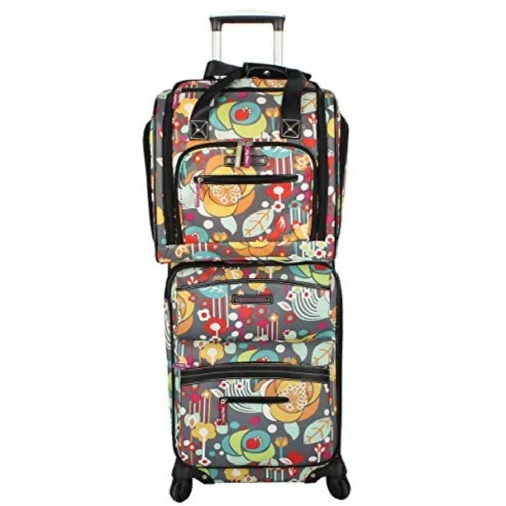 Lily Bloom Designer 15 Inch Carry On Travel Luggage Lightweight Rolling Suitcase Bag