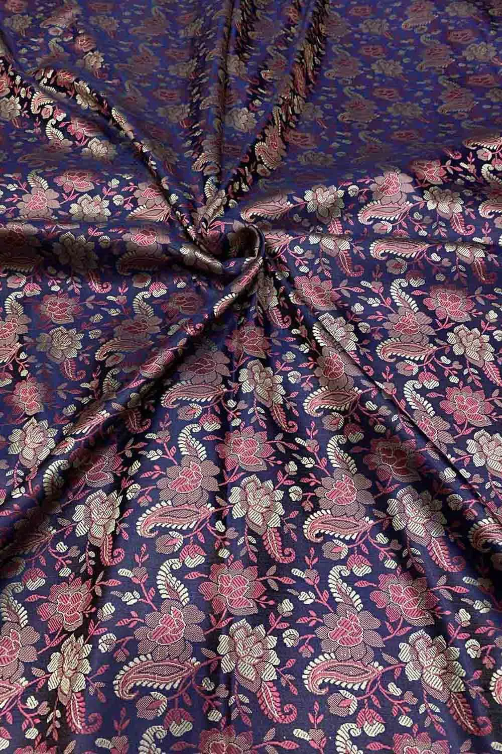 Luxurious Purple Banarasi Jamawar Resham Tanchui Silk Fabric ( 2.5 Mtr )