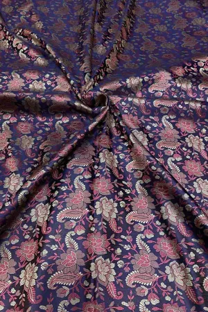 Luxurious Purple Banarasi Jamawar Resham Tanchui Silk Fabric ( 2.5 Mtr )