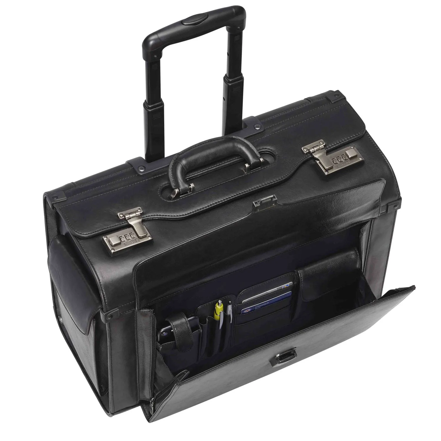 Mancini Leather Vanizia Deluxe Wheeled Catalog Case - Black