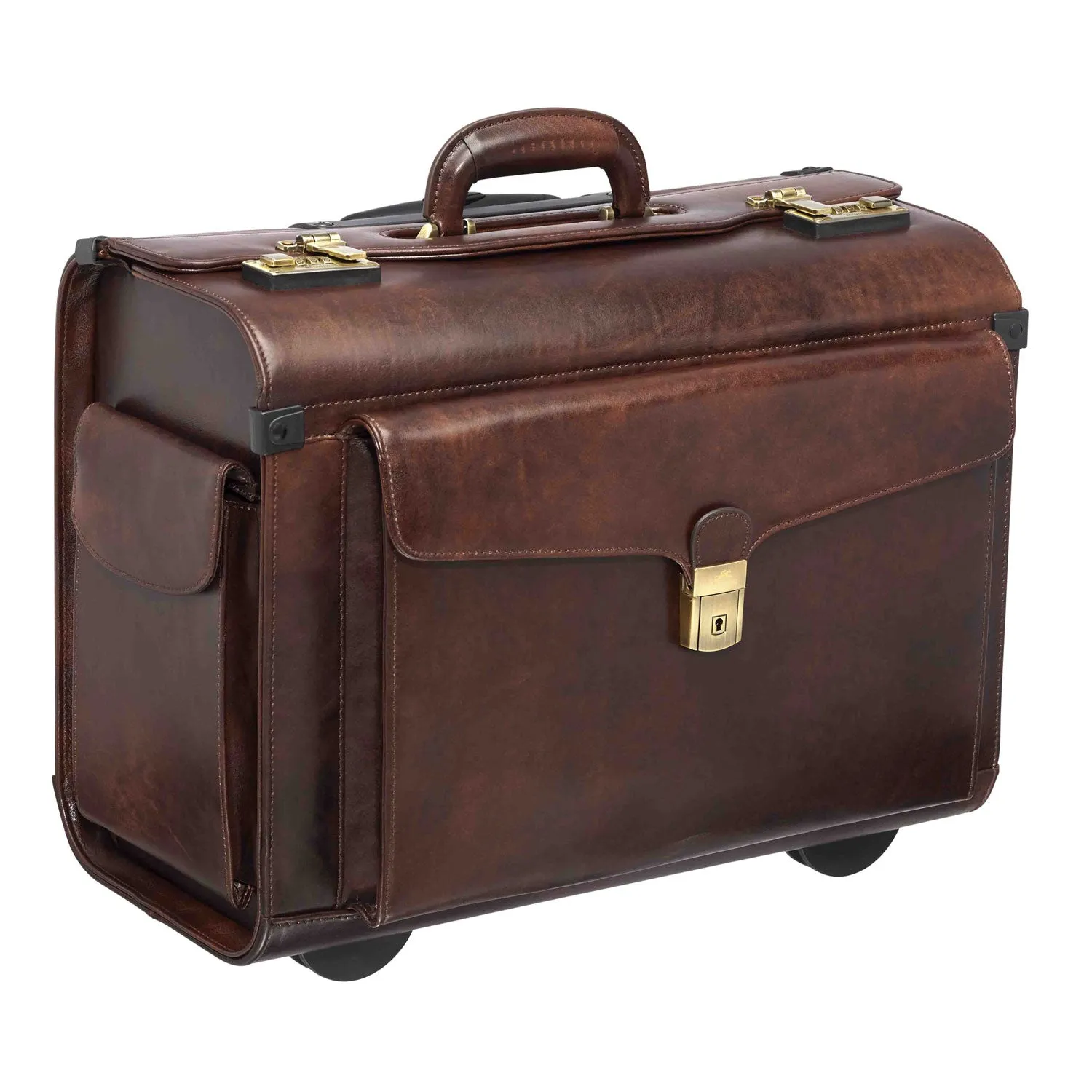 Mancini Leather Vanizia Deluxe Wheeled Catalog Case - Brown