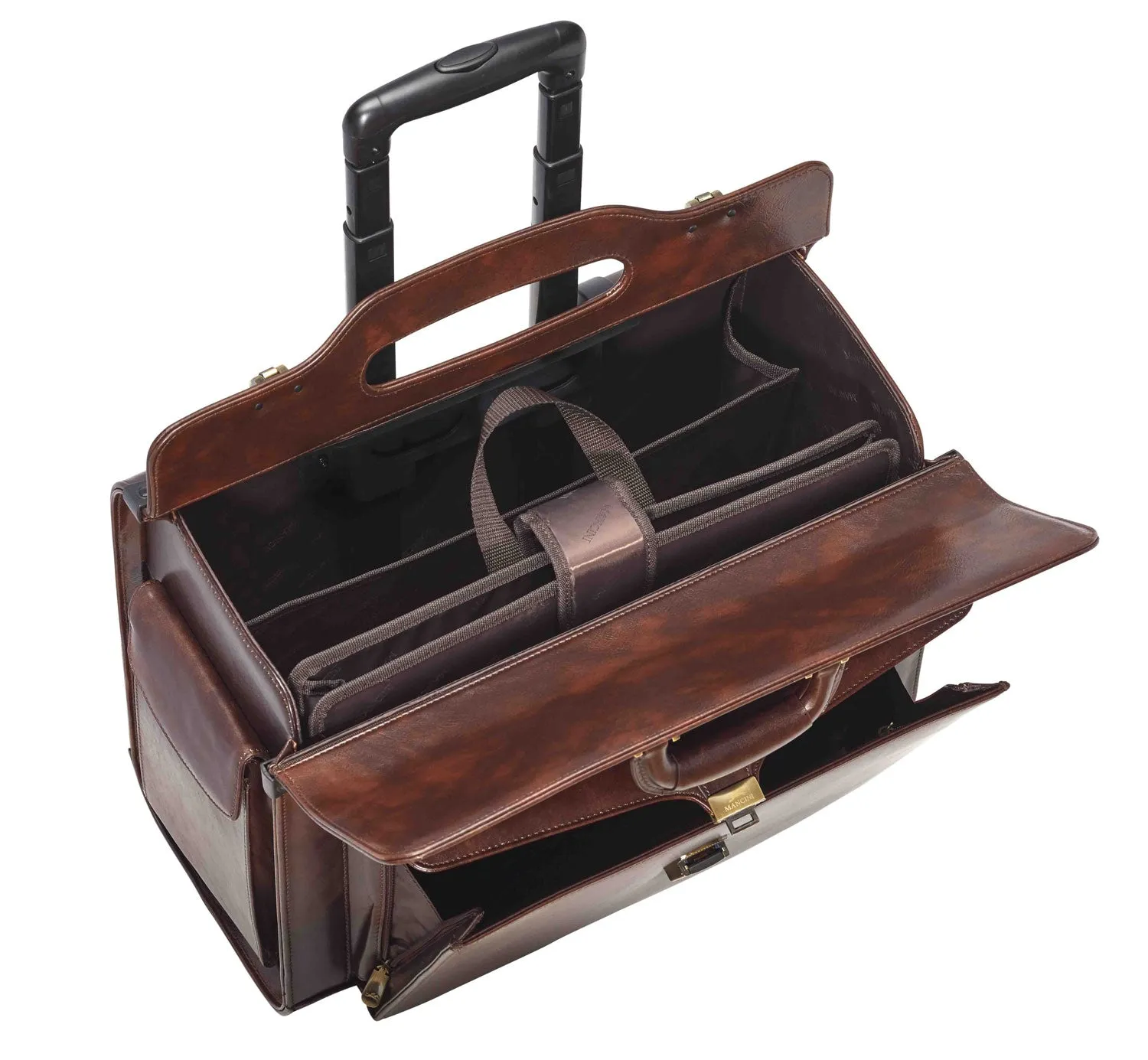 Mancini Leather Vanizia Deluxe Wheeled Catalog Case - Brown
