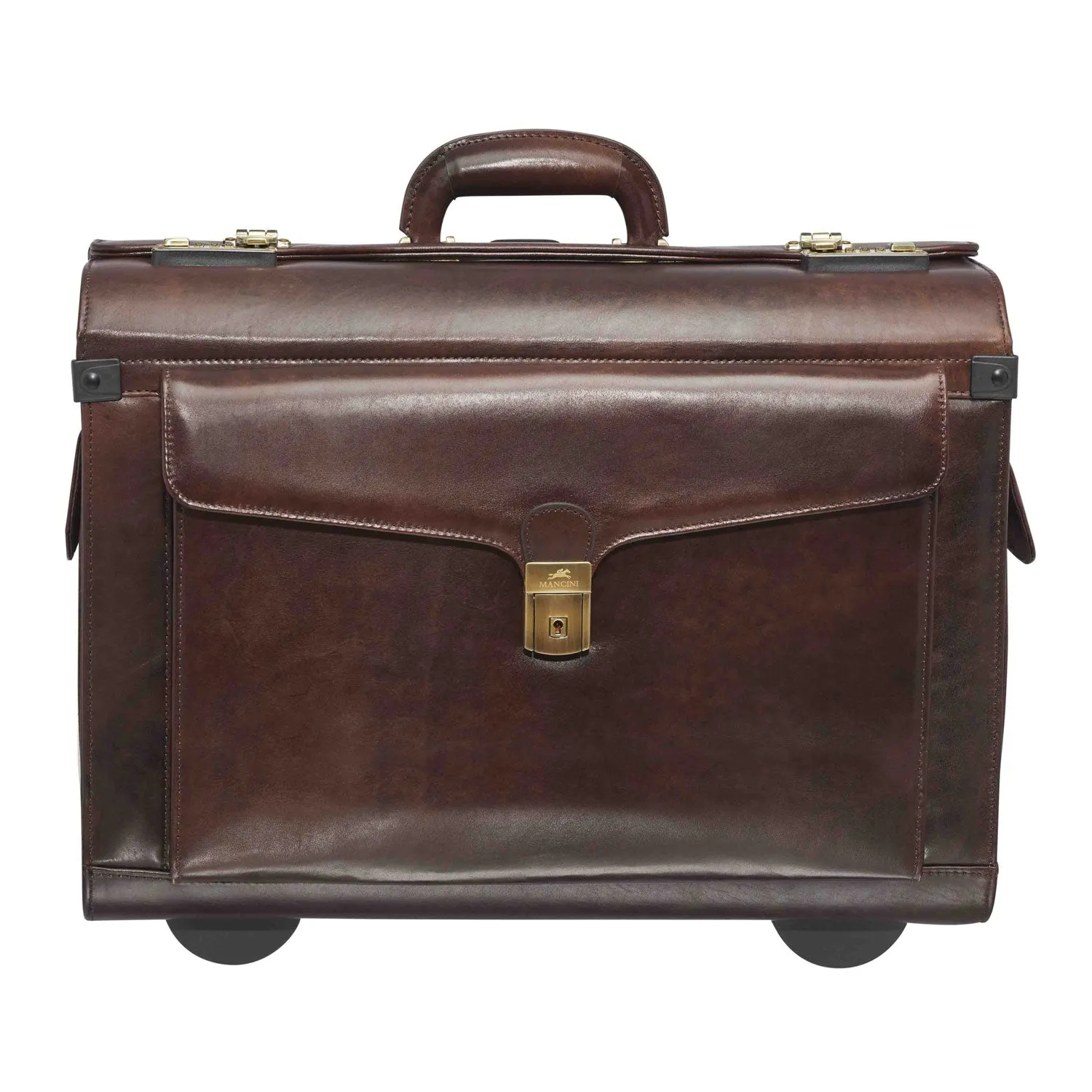 Mancini Leather Vanizia Deluxe Wheeled Catalog Case - Brown