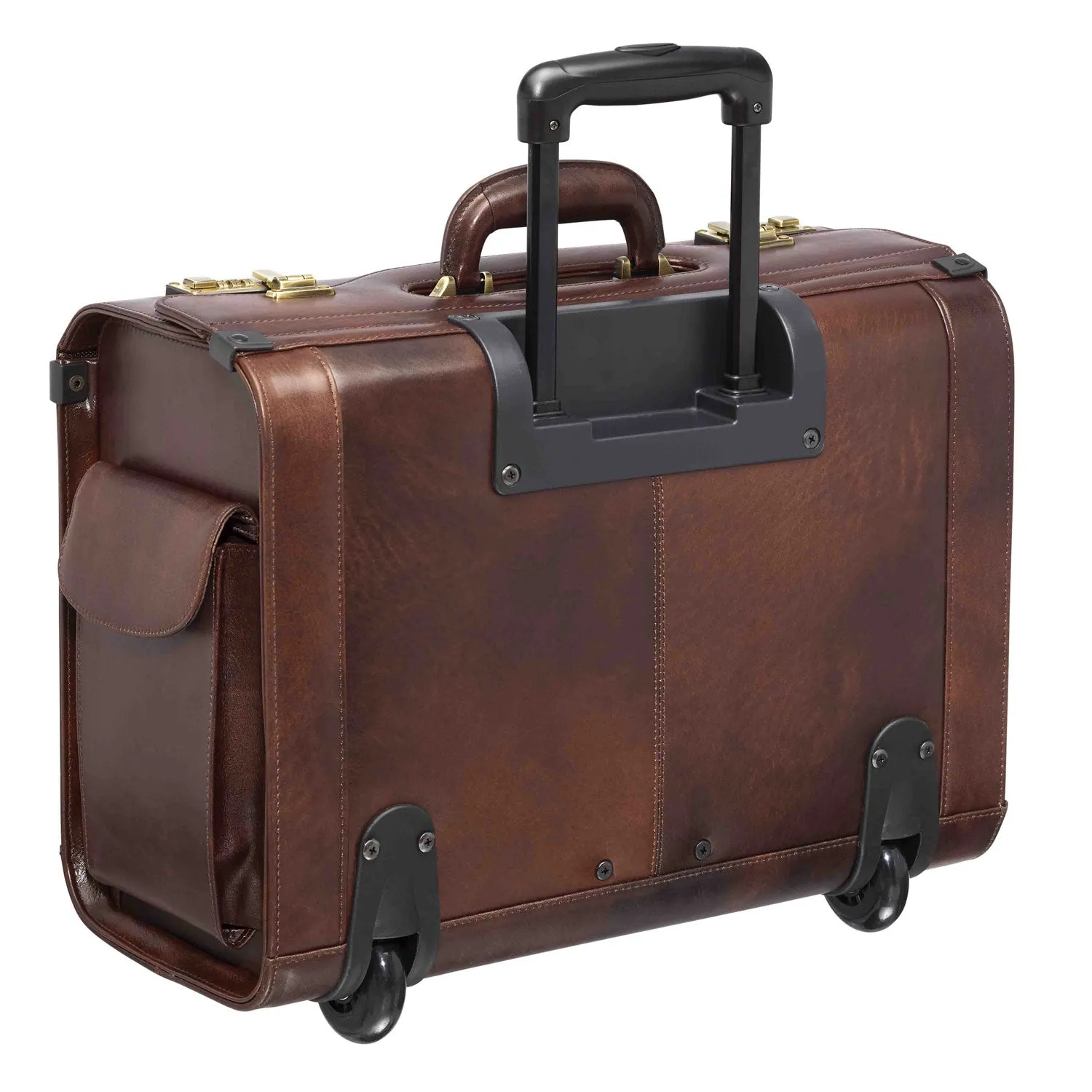 Mancini Leather Vanizia Deluxe Wheeled Catalog Case - Brown