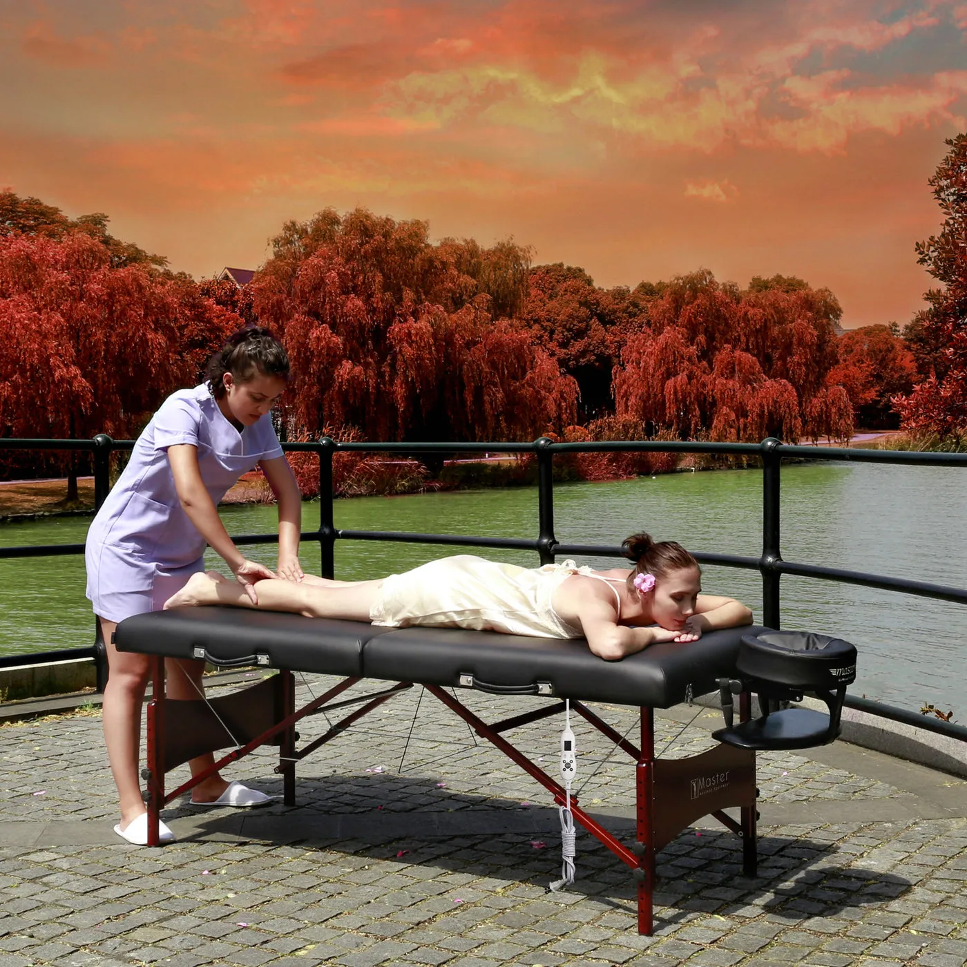 Master Massage 70cm Roma Portable Massage Table Package with THERMA-TOP - Built-In Adjustable Heating System for Extreme Comfort! (Black)