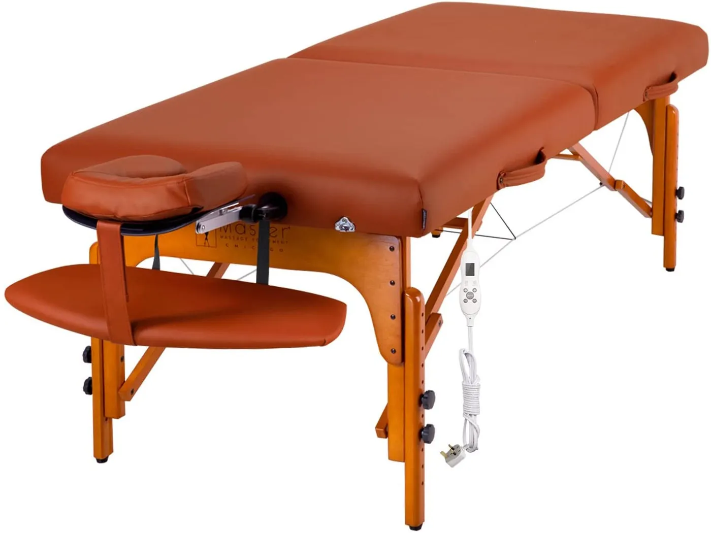 Master Massage 70cm SANTANA Portable Massage Table Package with Therma-Top Adjustable Heating System, Shiatsu Cables, Reiki Panels! (Mountain Red Color)