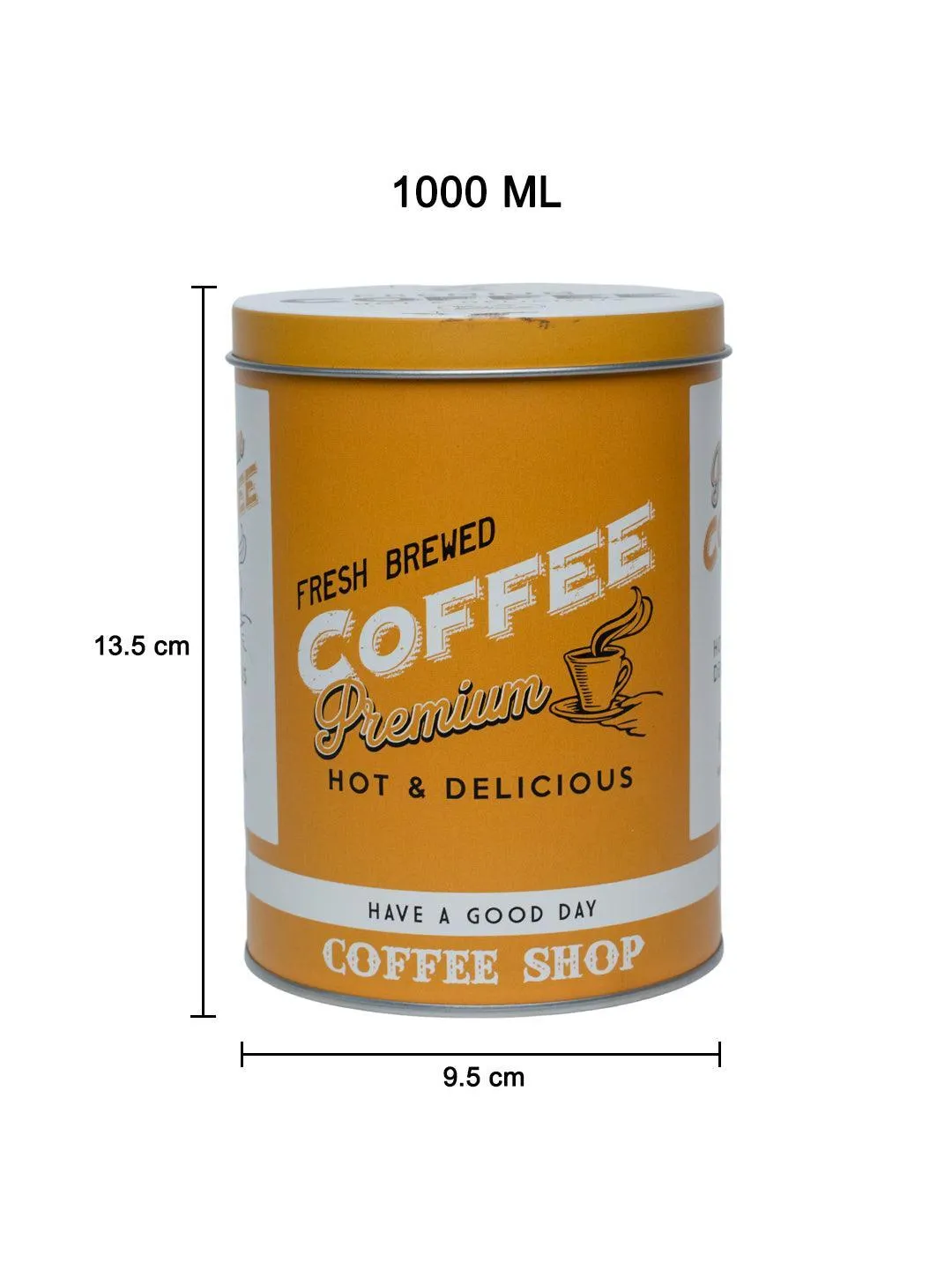 Metal Coffee Jar - Yellow, 1000Ml