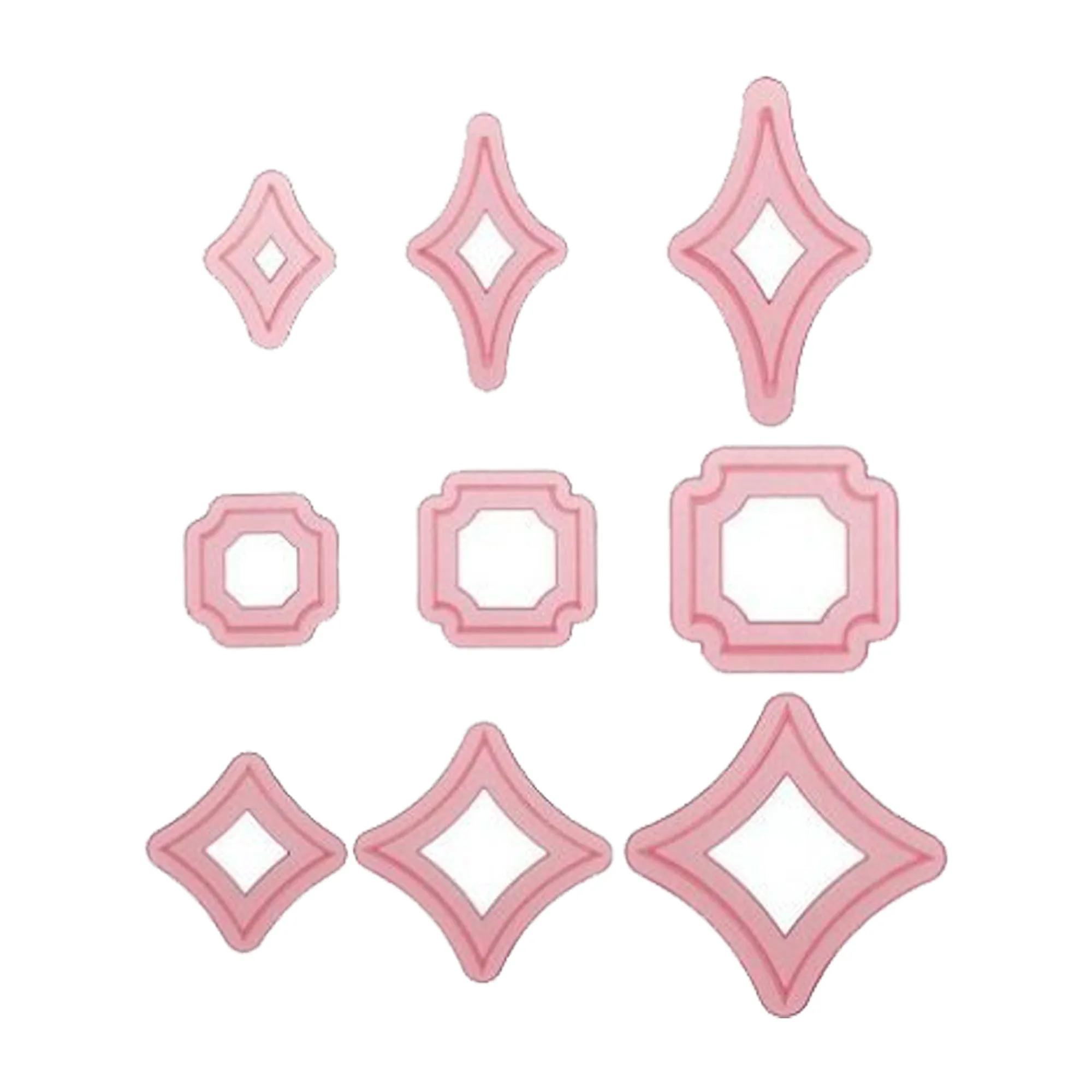 Modern Square Fondant Cutter 9Pcs Set Plastic