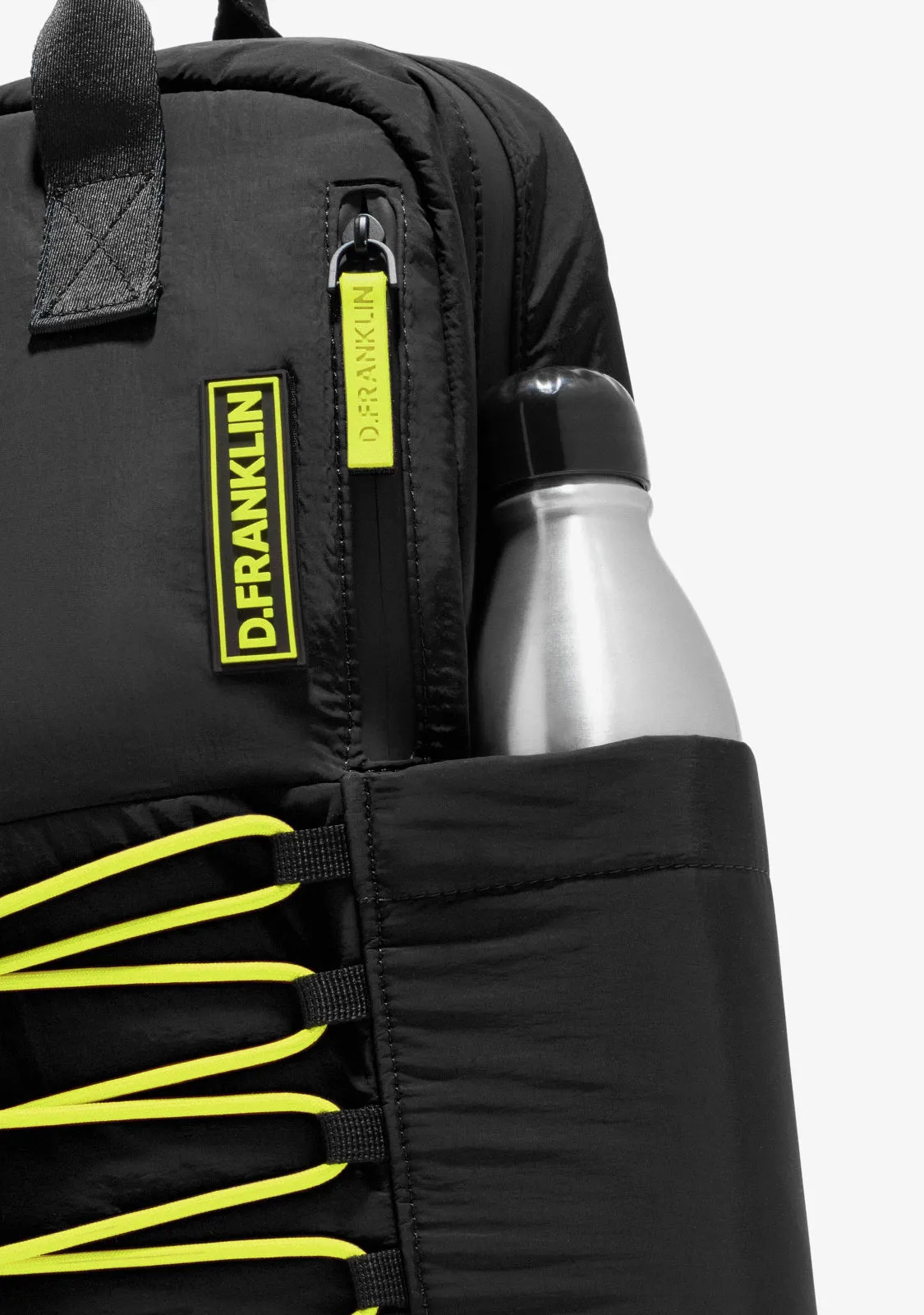 Multi-Pocket Nylon Backpack Black   Custom Set Lime