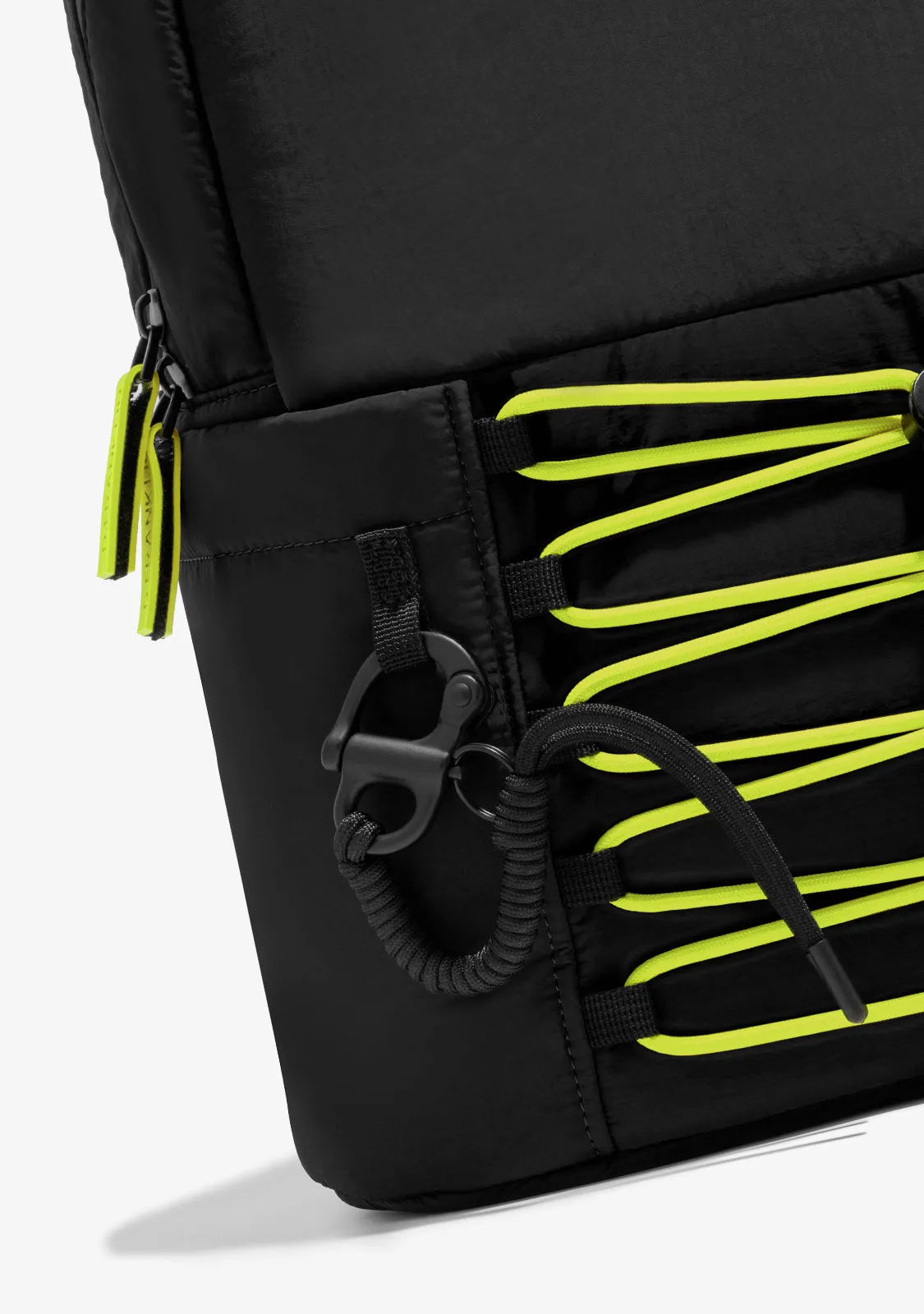 Multi-Pocket Nylon Backpack Black   Custom Set Lime