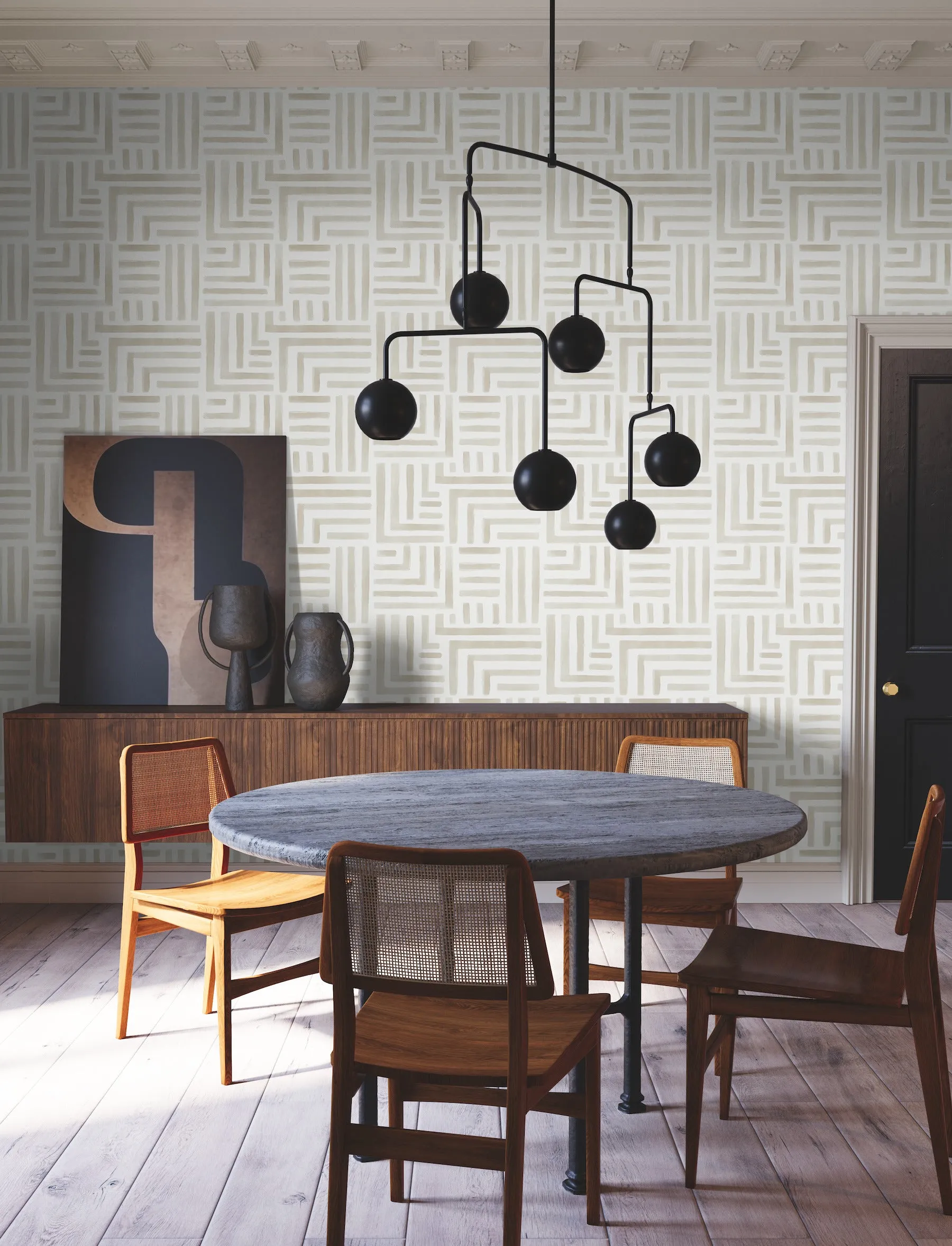 Painterly Labyrinth Wallpaper (Light Neutral)