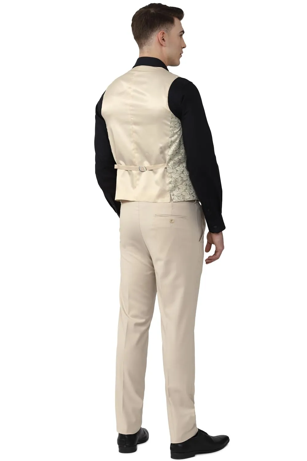 Peter England Men's Polyester Blend Three Piece Suit (PIS3SNSPZ88838_Cream