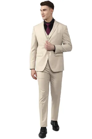 Peter England Men's Polyester Blend Three Piece Suit (PIS3SNSPZ88838_Cream