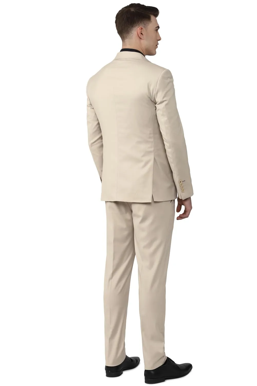 Peter England Men's Polyester Blend Three Piece Suit (PIS3SNSPZ88838_Cream
