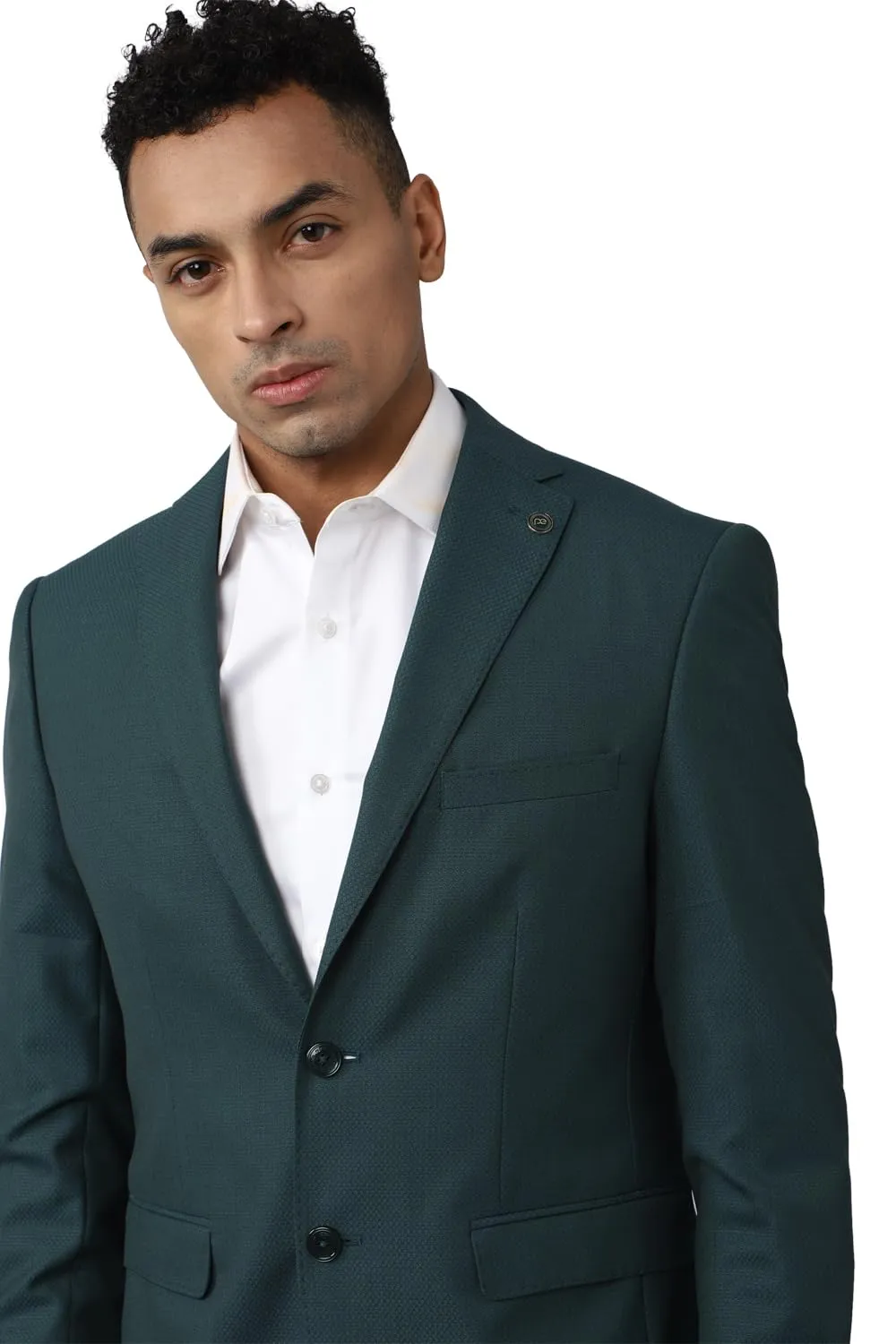 Peter England Men's Polyester Blend Two Piece Suit (PISUONSFM90219_Green