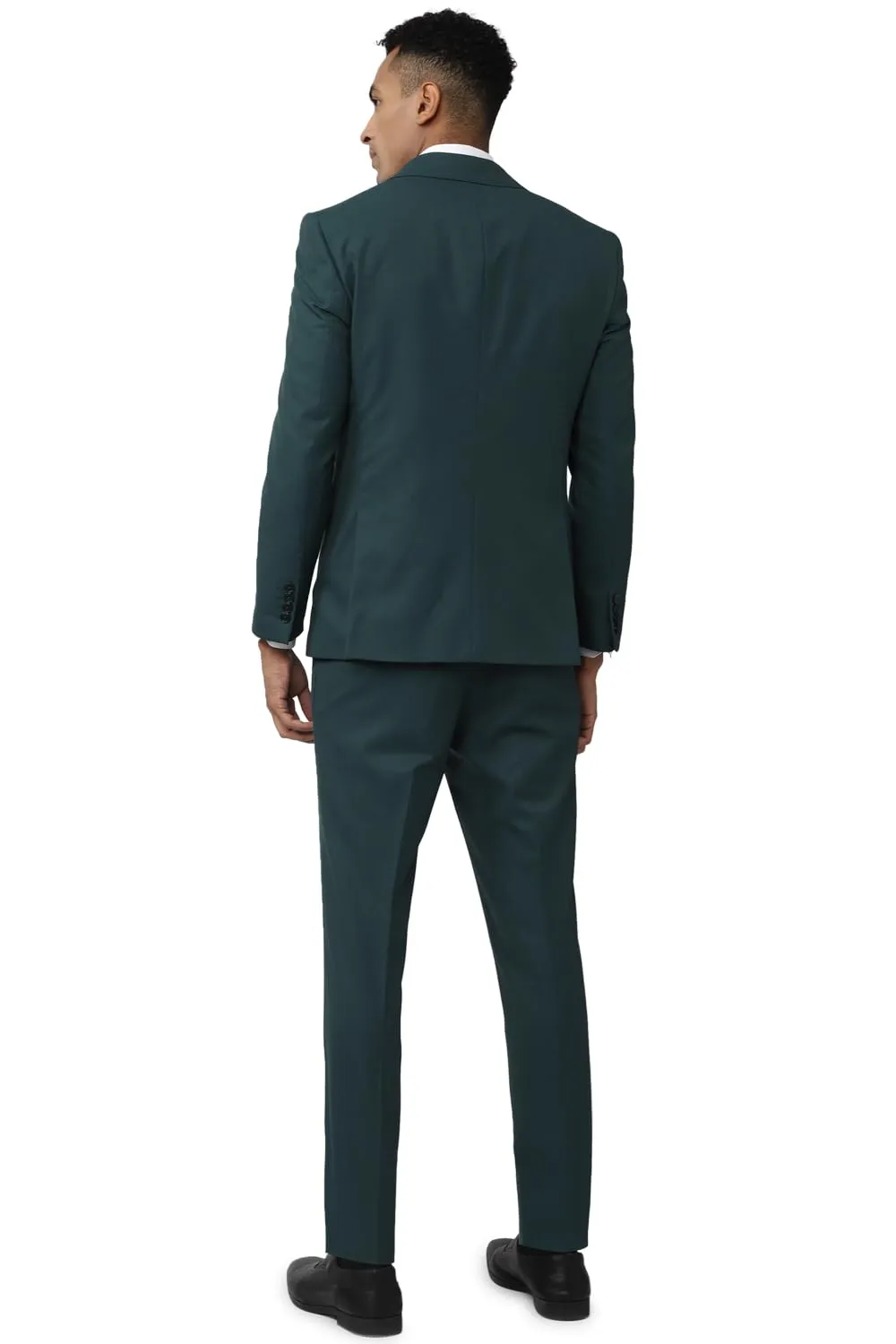 Peter England Men's Polyester Blend Two Piece Suit (PISUONSFM90219_Green