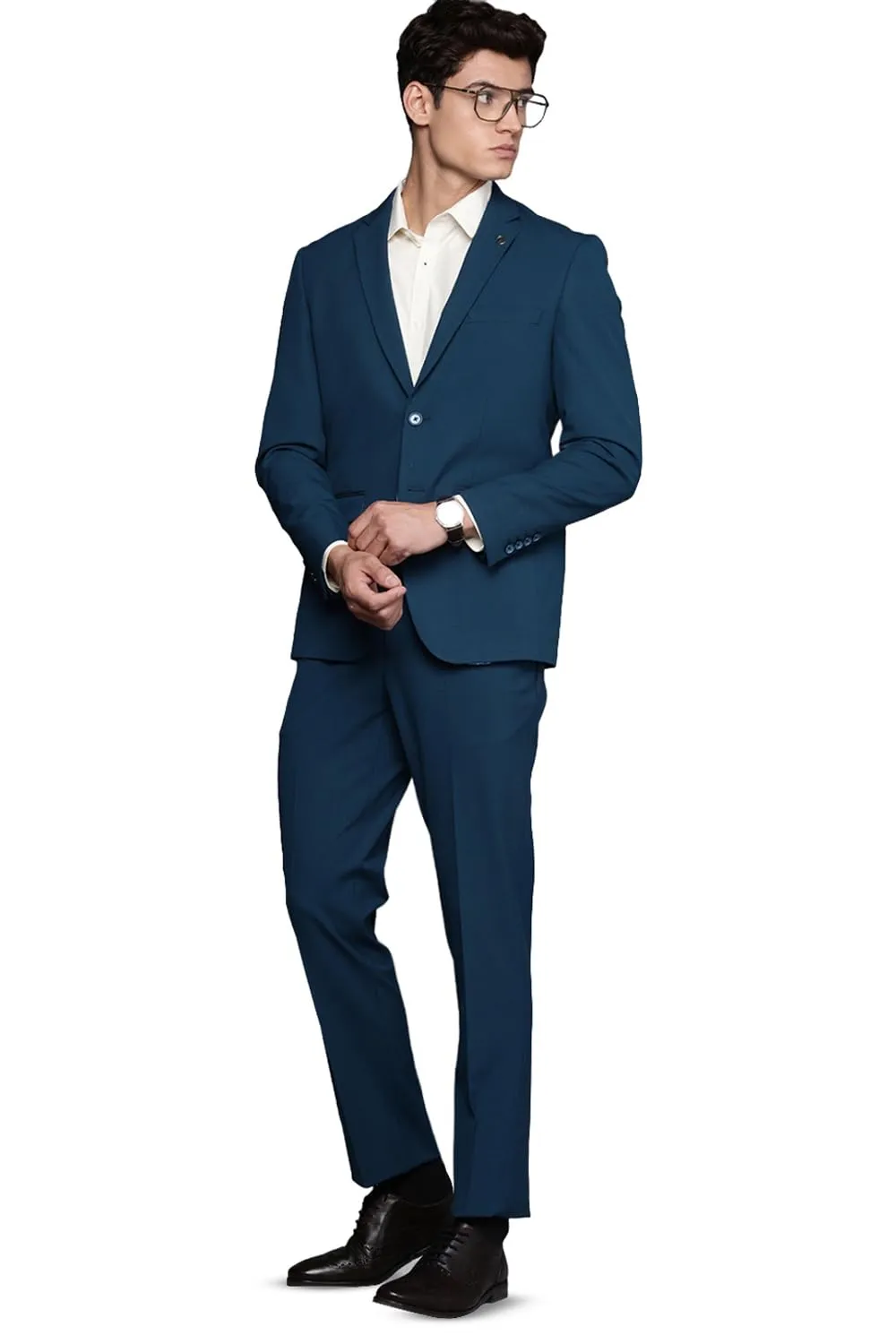 Peter England Men's Polyester Blend Two Piece Suit (PISUWNSPD02982_Navy