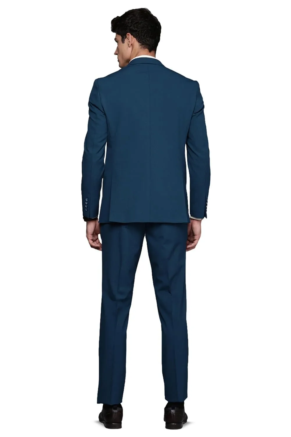 Peter England Men's Polyester Blend Two Piece Suit (PISUWNSPD02982_Navy