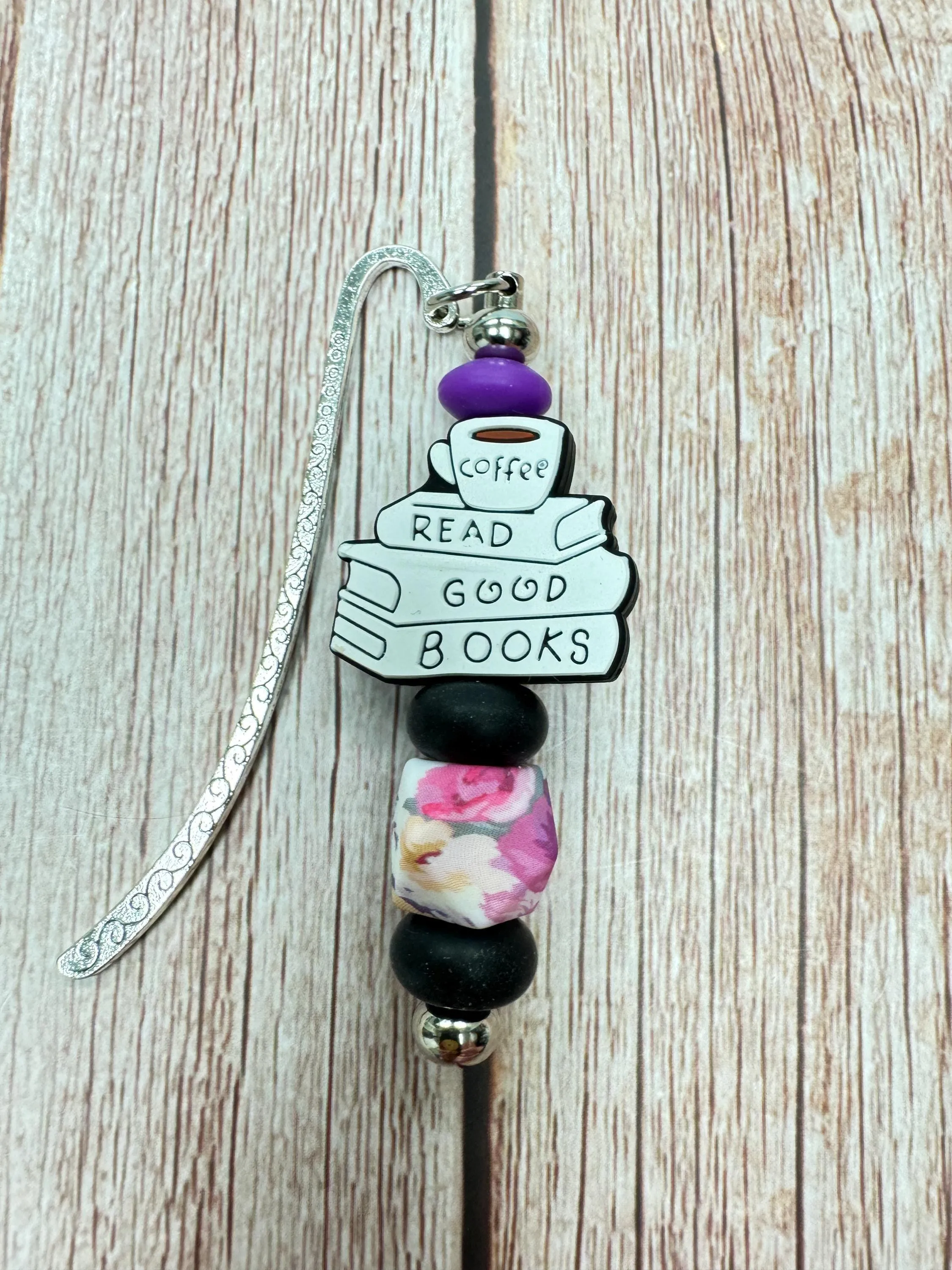 Read Good Books" Bookmark - Colorful Hexagon Focal Bead (5 to choose from)