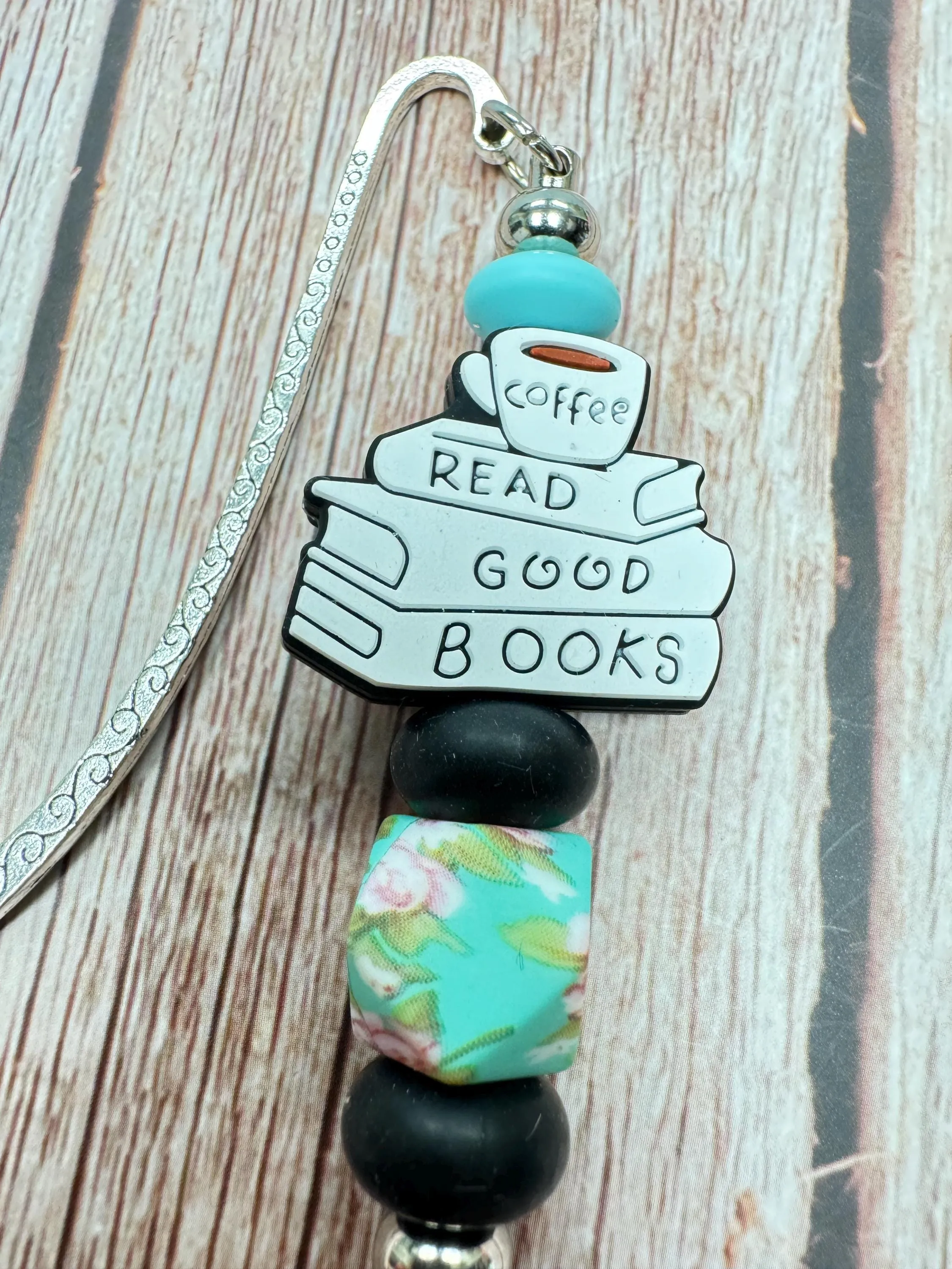 Read Good Books" Bookmark - Colorful Hexagon Focal Bead (5 to choose from)