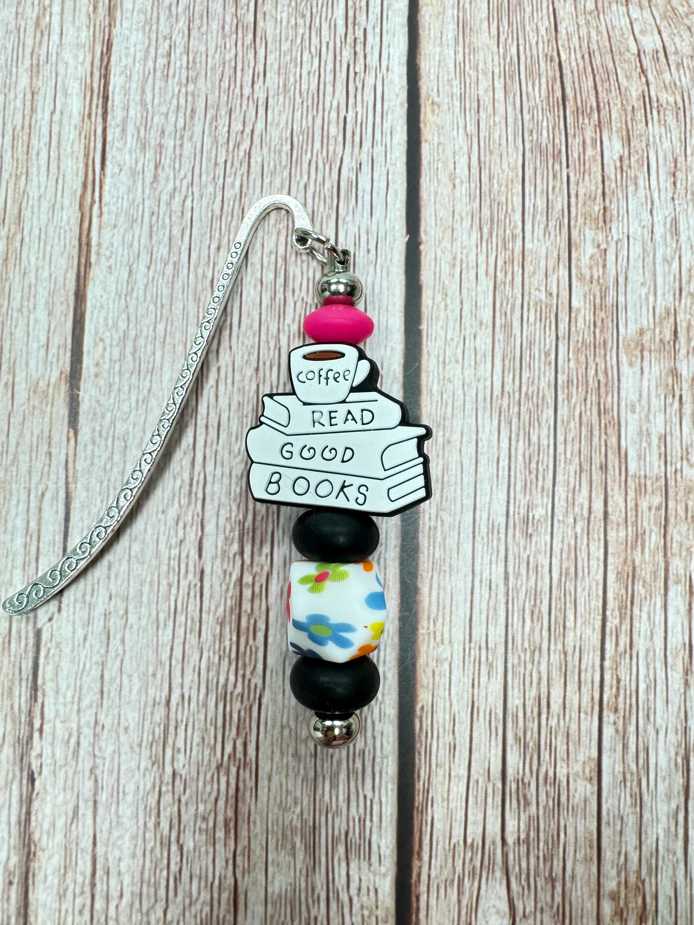 Read Good Books" Bookmark - Colorful Hexagon Focal Bead (5 to choose from)