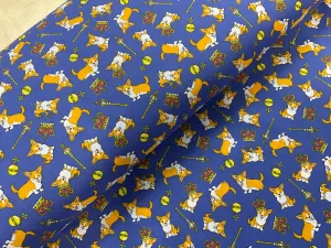SALE - Corgis in Crowns Cotton Polyester Blend Fabric