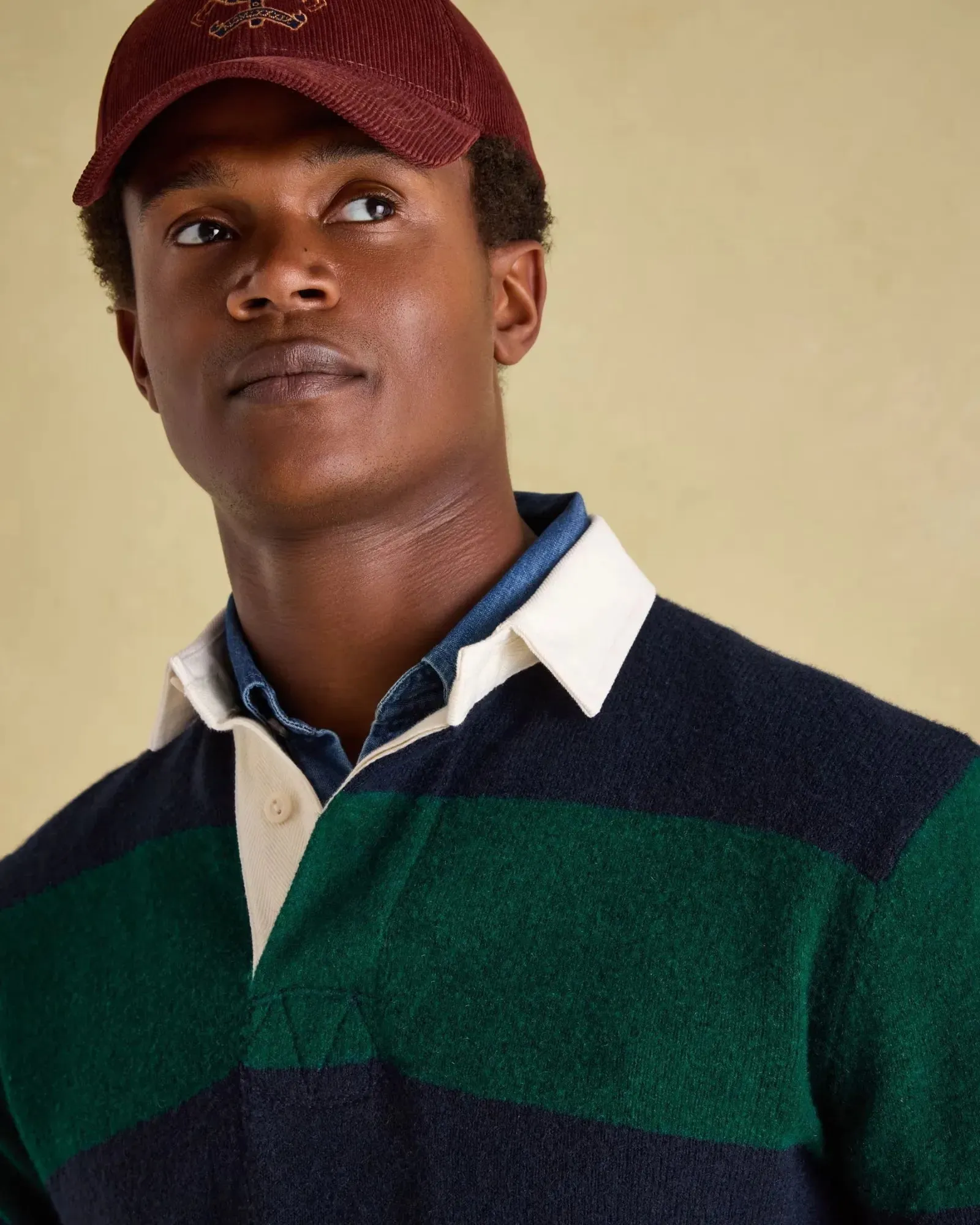 Seymour Green/Navy Knitted Rugby Shirt