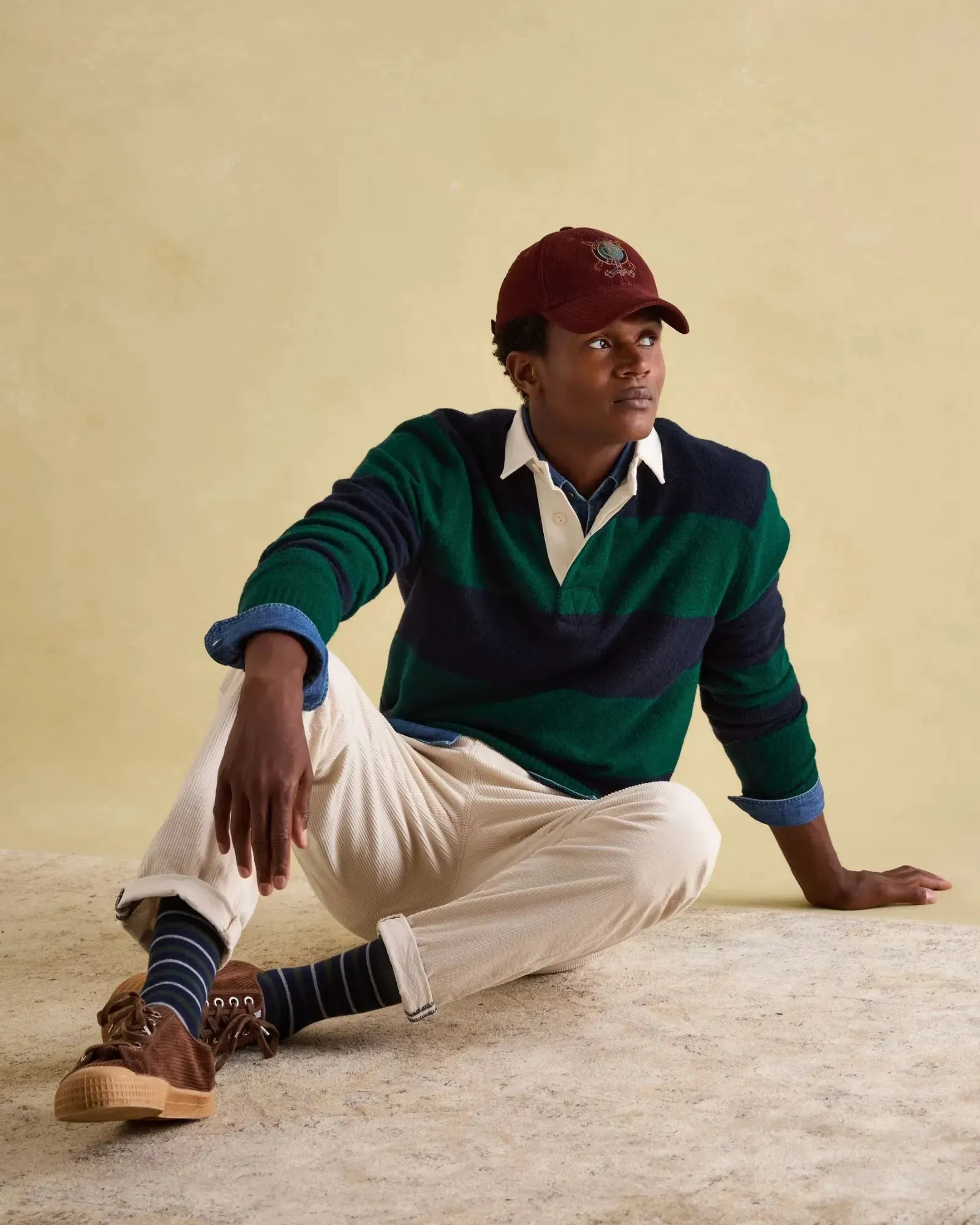 Seymour Green/Navy Knitted Rugby Shirt