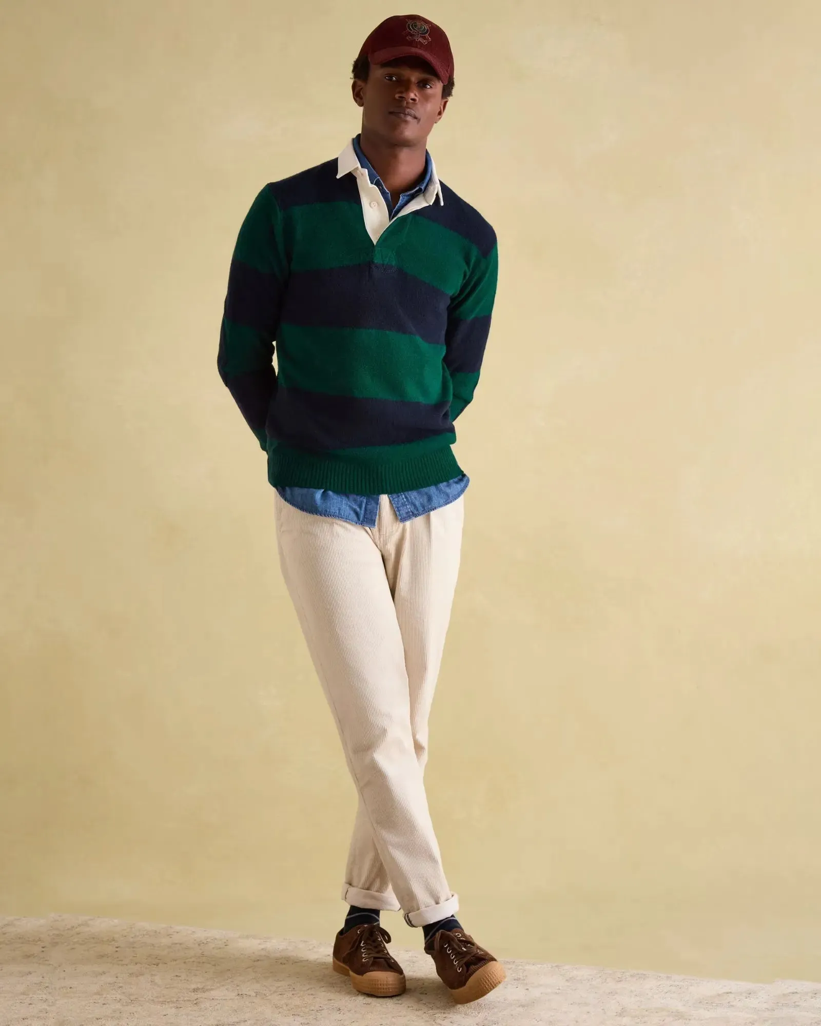Seymour Green/Navy Knitted Rugby Shirt